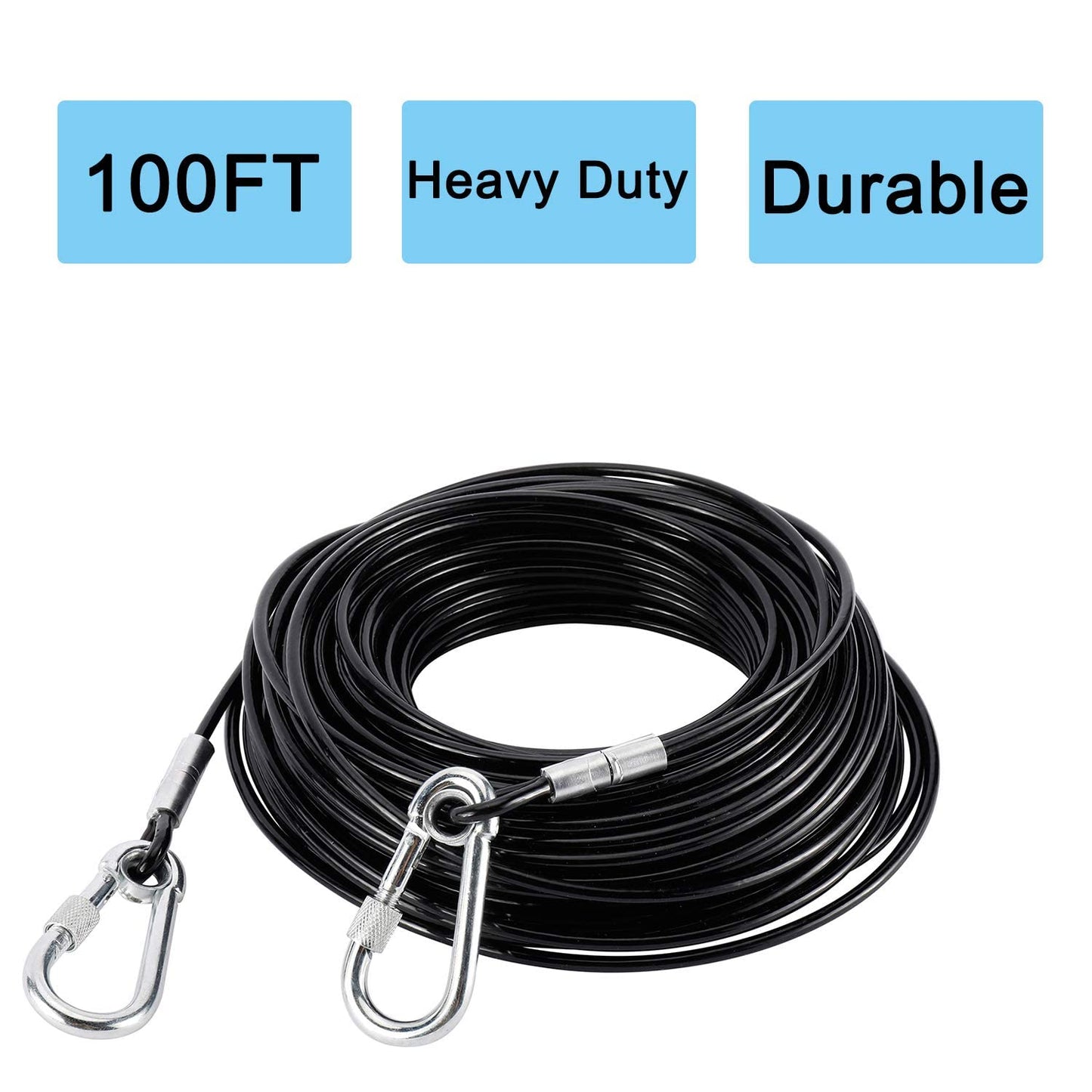 Artilife Heavy Duty 100FT Dog Runner Tie Out Cable Dogs Leash Run Trolley Training Lead for Dogs Up to 300 Pound