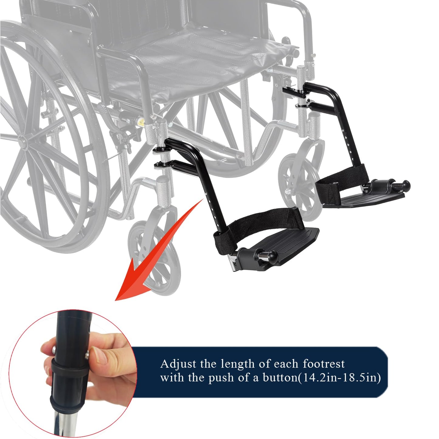 (1Pair) Wheelchair Replacement Footrests,Wheelchair Replacement Parts,Wheelchair Swivel Footrests for Standard Wheelchairs,Black