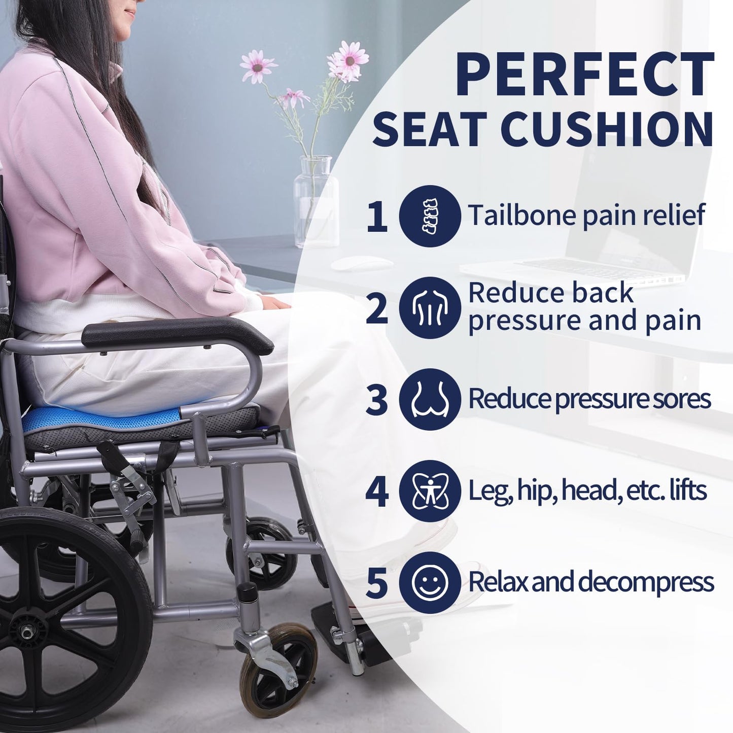 RAWMOCE Tailbone Pain Relief Cushion,Donut Pillow for Anti-Bedsore,Wheelchair Seat Cushion,Comfortable Lift Pillow for Legs and Buttocks, Seat Cushions for Office Chair,Wheelchair, Car,Bed