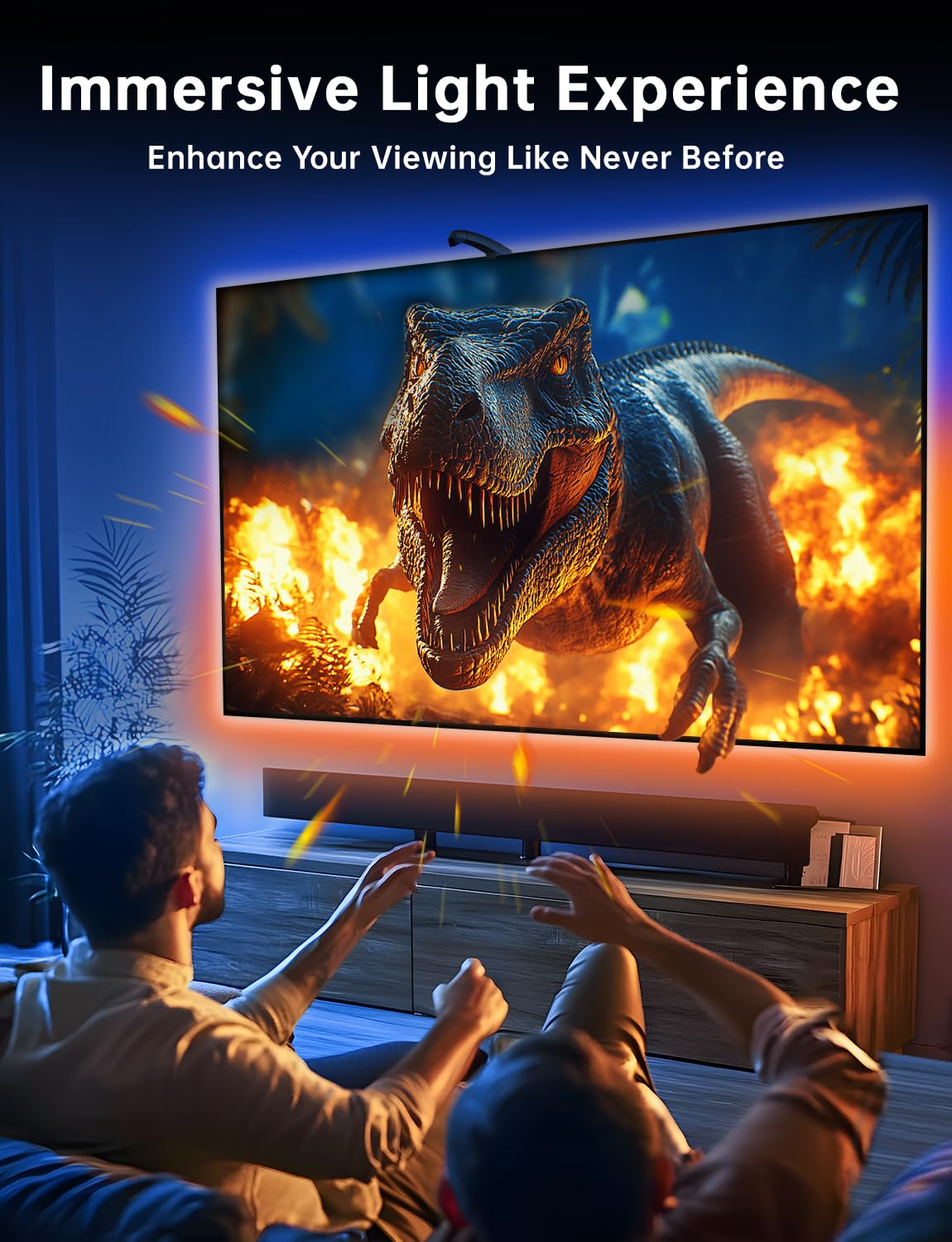 FFJ TV LED Backlight Strip, 14.7ft Cuttable TV Backlight Sync to 55-65 Inch TVs, TV Lights with Sensor, Smart App Control, Game & Music Sync Color Changing