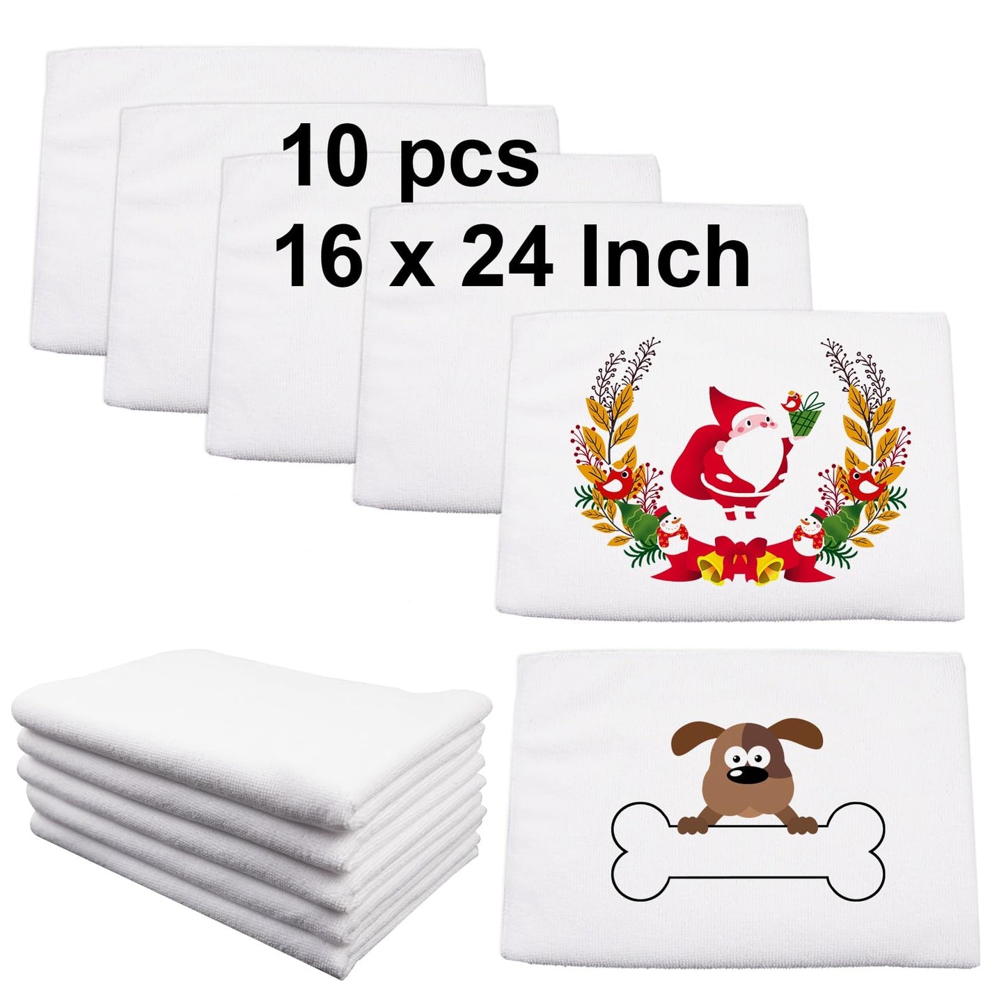 GEKIXUTP 10 Pcs Sublimation Towels Blank,16 x 24 Inch DIY Microfiber Sublimation Kitchen Towels Dish Towel,Tea Towel Blanks Kitchen Cleaning Supplies,Sublimation Hand Towels