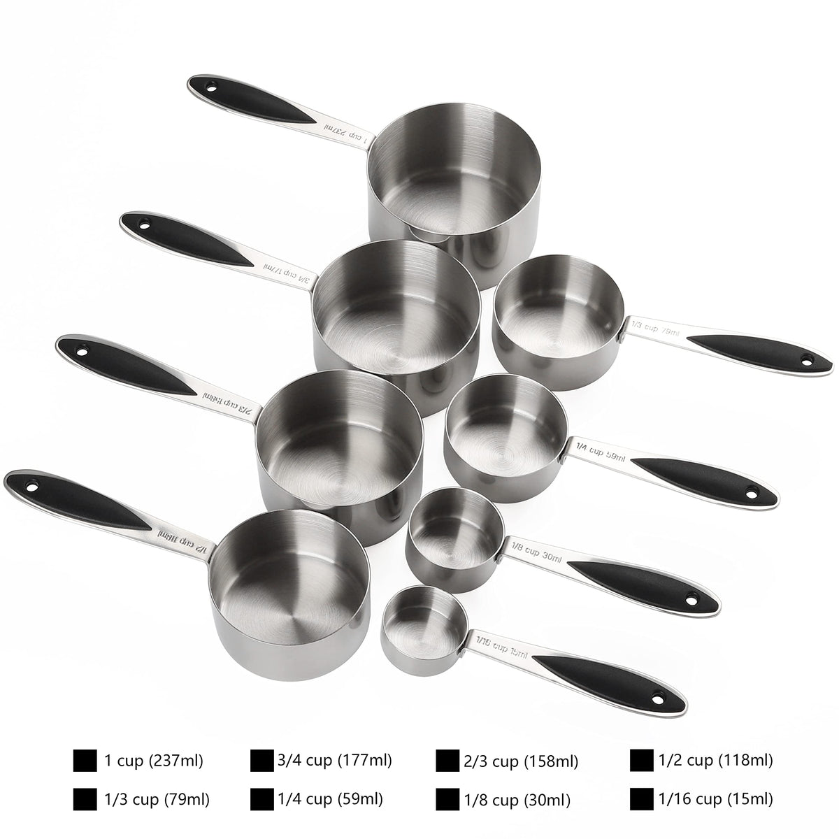 Measuring Cups and Spoons Set Stainless Steel Includes 8 Heavy Duty Measuring Cups 8 Double Sided Magnetic Measuring Spoons and 1 Leveler for Dry and Liquid Ingredients