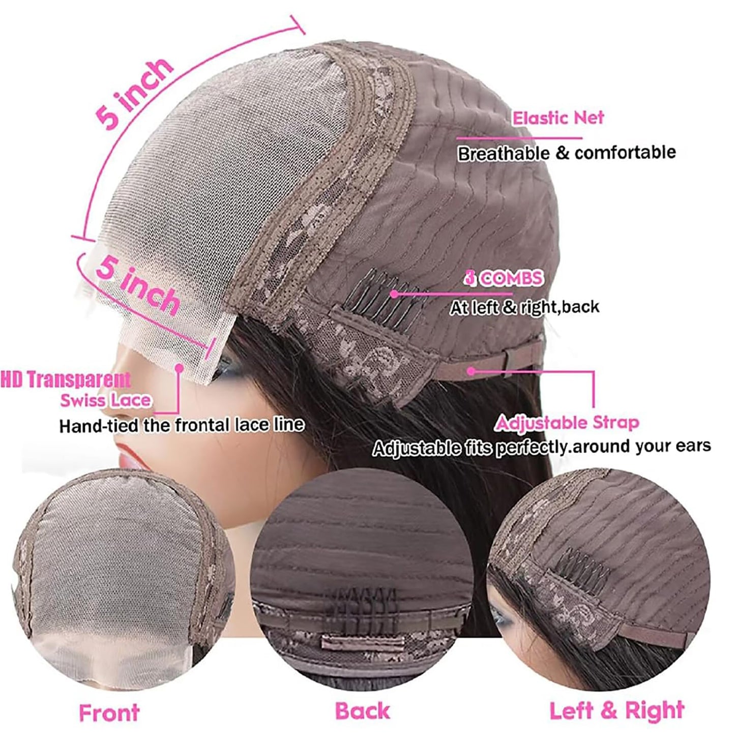 Bob Wig Human Hair 12 Inch 5x5 Lace Front Wigs For Black Women 150% Density Brazilian Virgin Hair Short Bob Wigs Natural Color Pre Plucked With Baby Hair Straight Hair Wigs