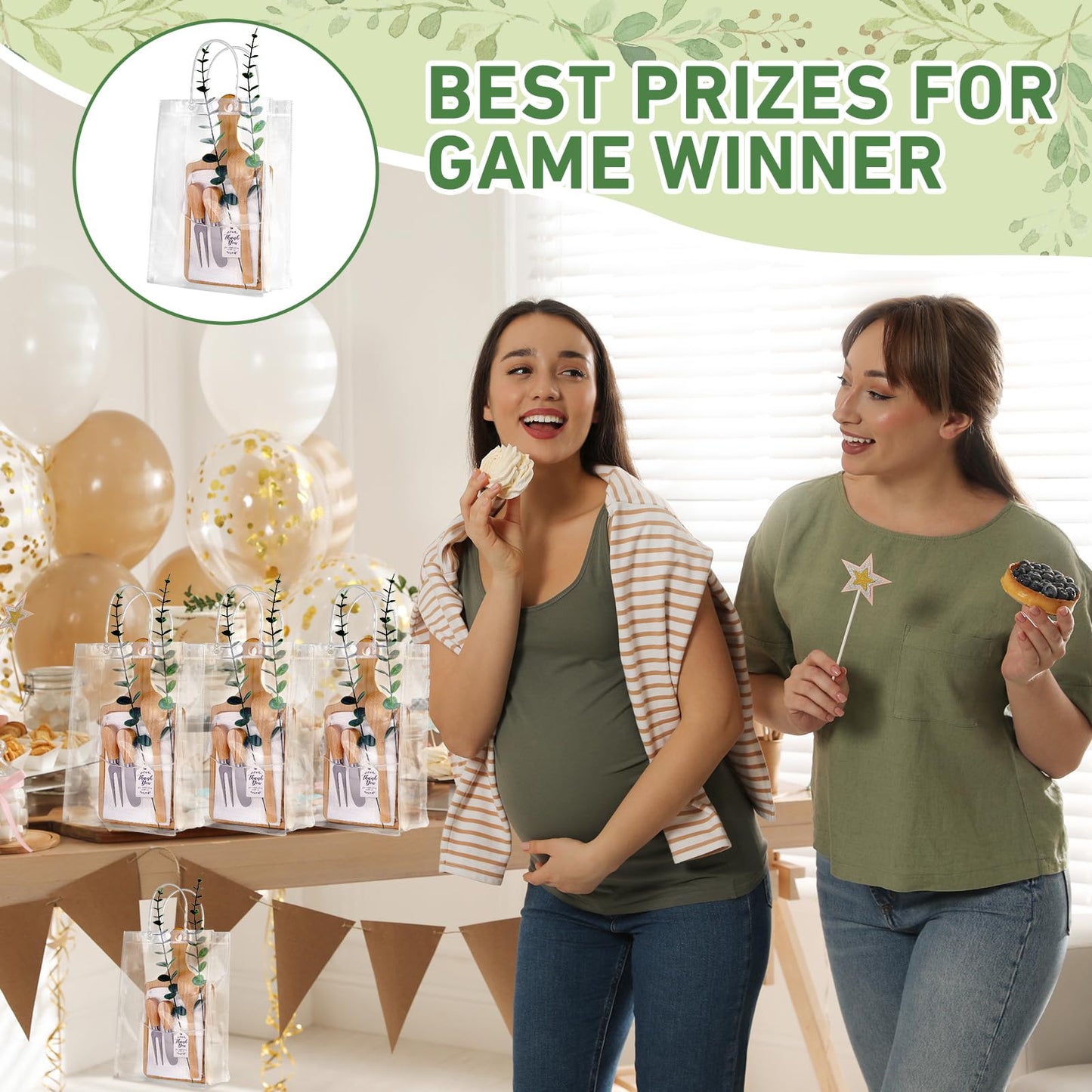 109PCS Baby Shower Prizes for Game Winners Bamboo Cheese Board Spoon Fork Butter Spreaders Plaid Towel Thank You Card and Gift Bags for Baby Shower Wedding Bridal Shower Favors (Bamboo, 12 Sets)