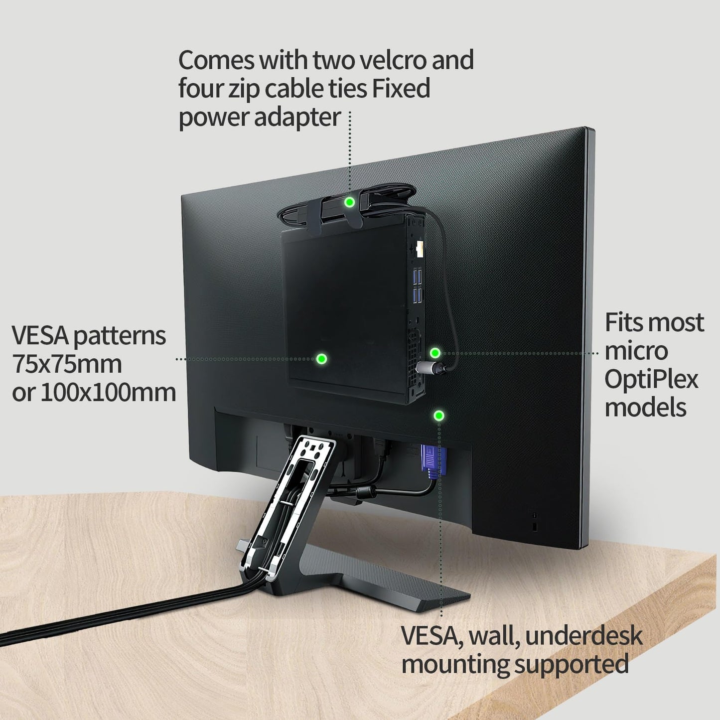 Mini PC Mount for Dell Micro Mount,Under Desk and VESA Wall Mount for Dell OptiPlex Micro Form Factor Case Dell MFF 7010 7080 5070 3000 7060 7090 3060 3040 3046 3050 3090 9020 7080XE