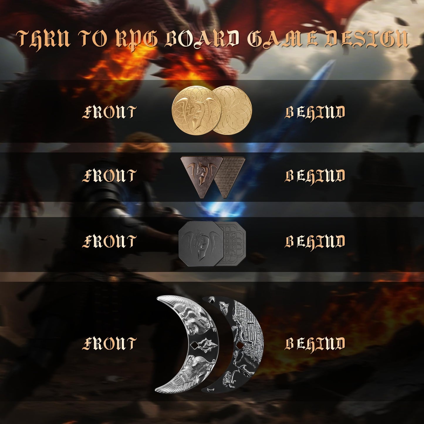 145PCS Metal DND Coins & Leather Bag, Contains 60 Gold Coins, 40 Sliver Coins, 40 Copper Coins and 5 Platinum Coins, Game Tokens with Glow in The Night Eyes Leather Bag for RPG Tablelap Games