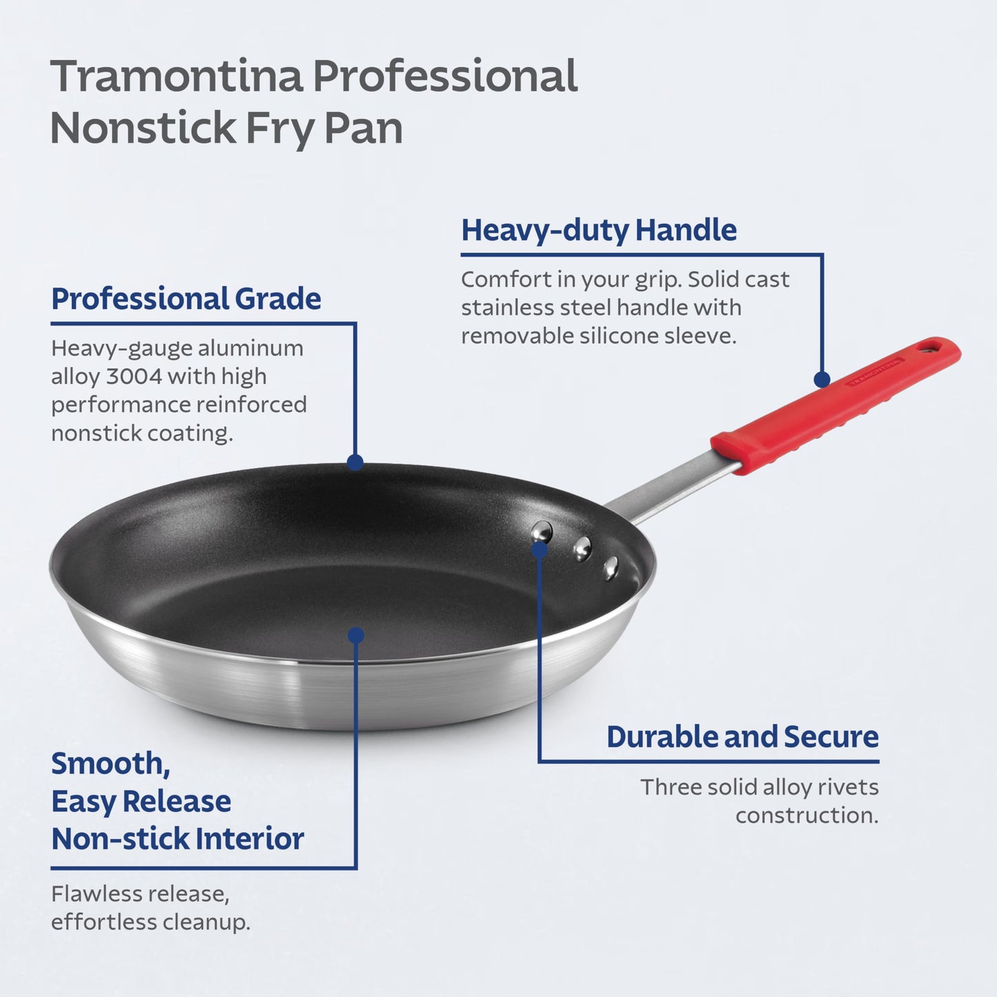 Tramontina Professional Aluminum Nonstick Restaurant Fry Pan, 12", NSF-Certified, Made in Brazil