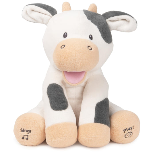 Baby GUND Buttermilk The Cow Animated Plush, Singing Stuffed Animal Sensory Toy, Sings Old Macdonald and Teaches Animal Sounds, Cream/Grey, 12”