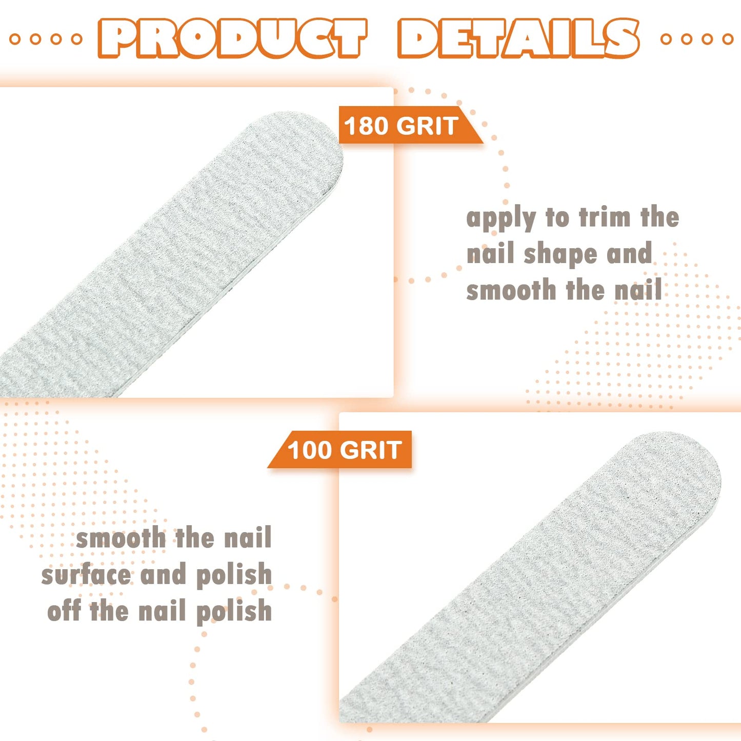 100 Pcs Grit Nail Buffers Files 100/180 Emery Board Double Sided Manicure Pedicure Tool Nail Buffering Files Fingernail Files for Women Men Nails Home Salon Supplies