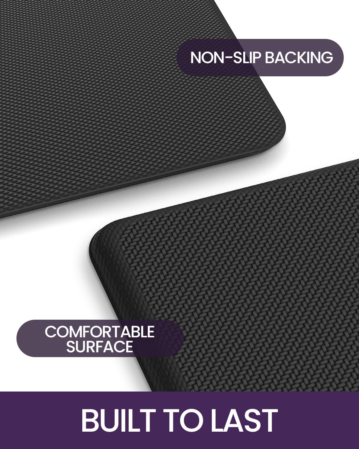 DEXI Kitchen Mats for Floor Anti Fatigue Standing Desk, 3/4 Inch Extra Thick Waterproof Runner Rug, Non Slip Cushioned Comfort for Office, Laundry Room, 20x39, Black