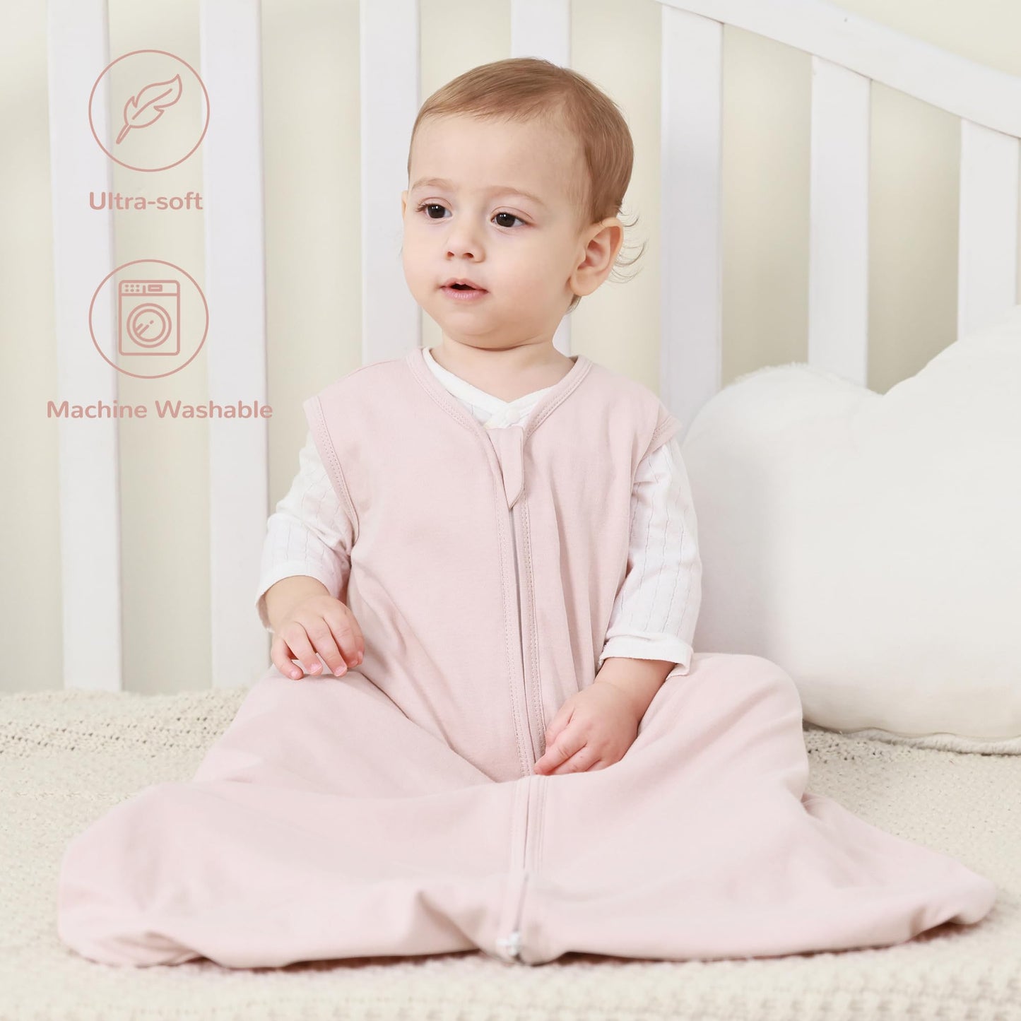 JELLYMONI Baby Sleep Sack 0-6 Months, 100% Cotton 3 Pack 0.5 TOG Baby Wearable Blanket Infant Sleep Sack with 4-Way Zipper Newborn Sleep Sacks