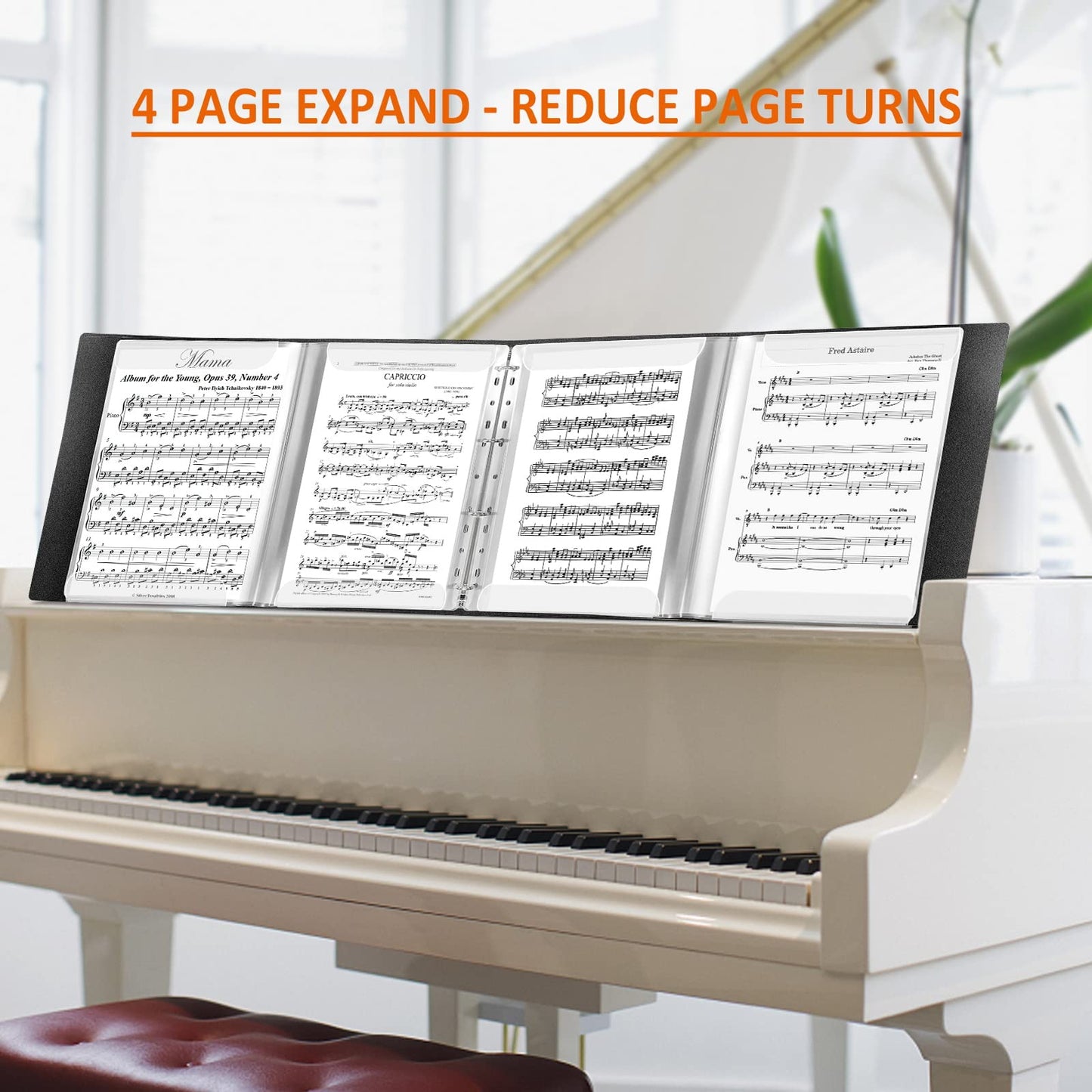 Music Folder, 8.5 x 11 Letter Size Music Binder, 4 Page Expand, 52 Pockets, Writable Choir Folder, Black