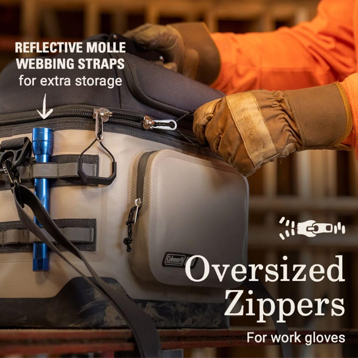 Coleman Pro Insulated Lunchbox, 16/24 Can Portable Soft Cooler, Rugged Outdoor Design for Jobsites, Puncture-Resistant with Dry Storage Compartment, Shoulder Strap & Oversized Zippers