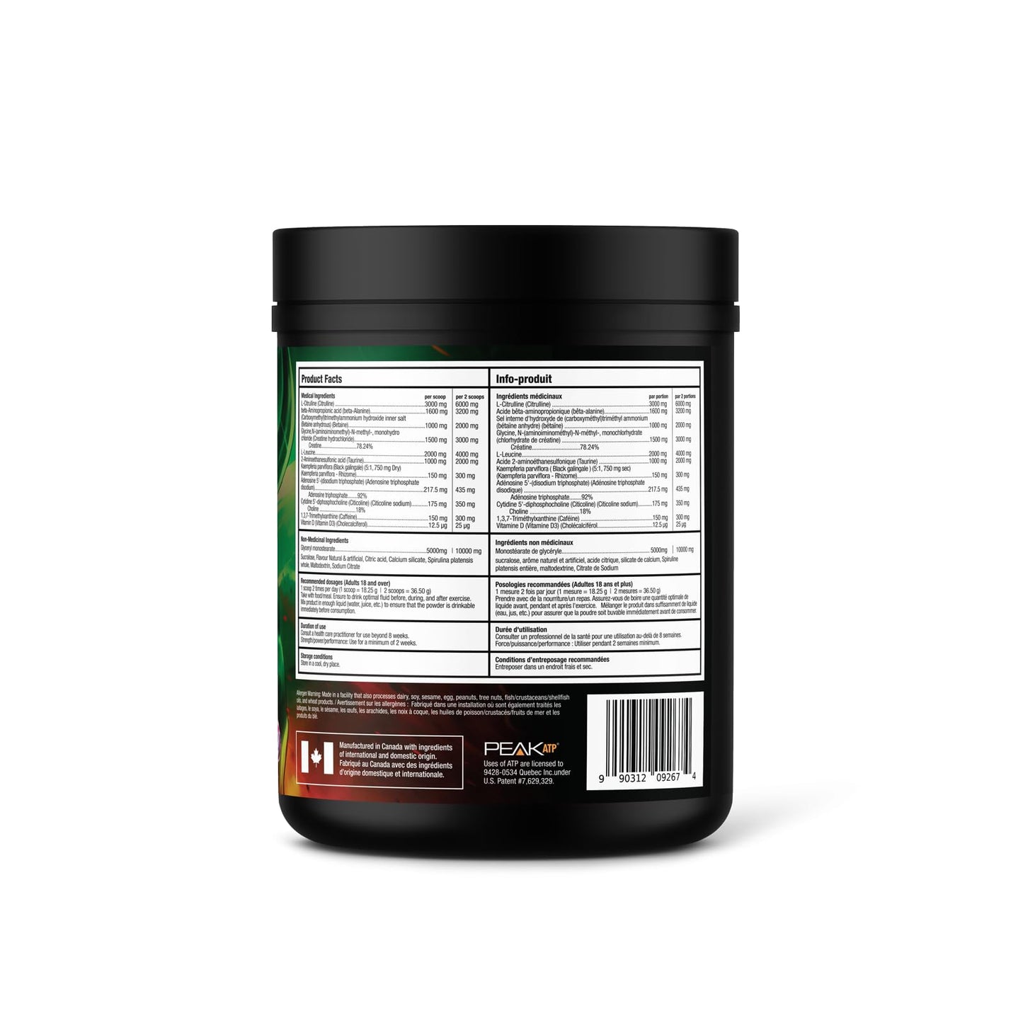 BULL Nutrition 12 STRONG – Pre-Workout Powder with Glycerol, L-Citrulline, Beta- Alanine, and Creatine Supplements for Muscle Growth and Increased Endurance, Strength, Focus, and Energy Output – Made in Canada – 40 Servings, 730 grams (730g, Rocket Pop)