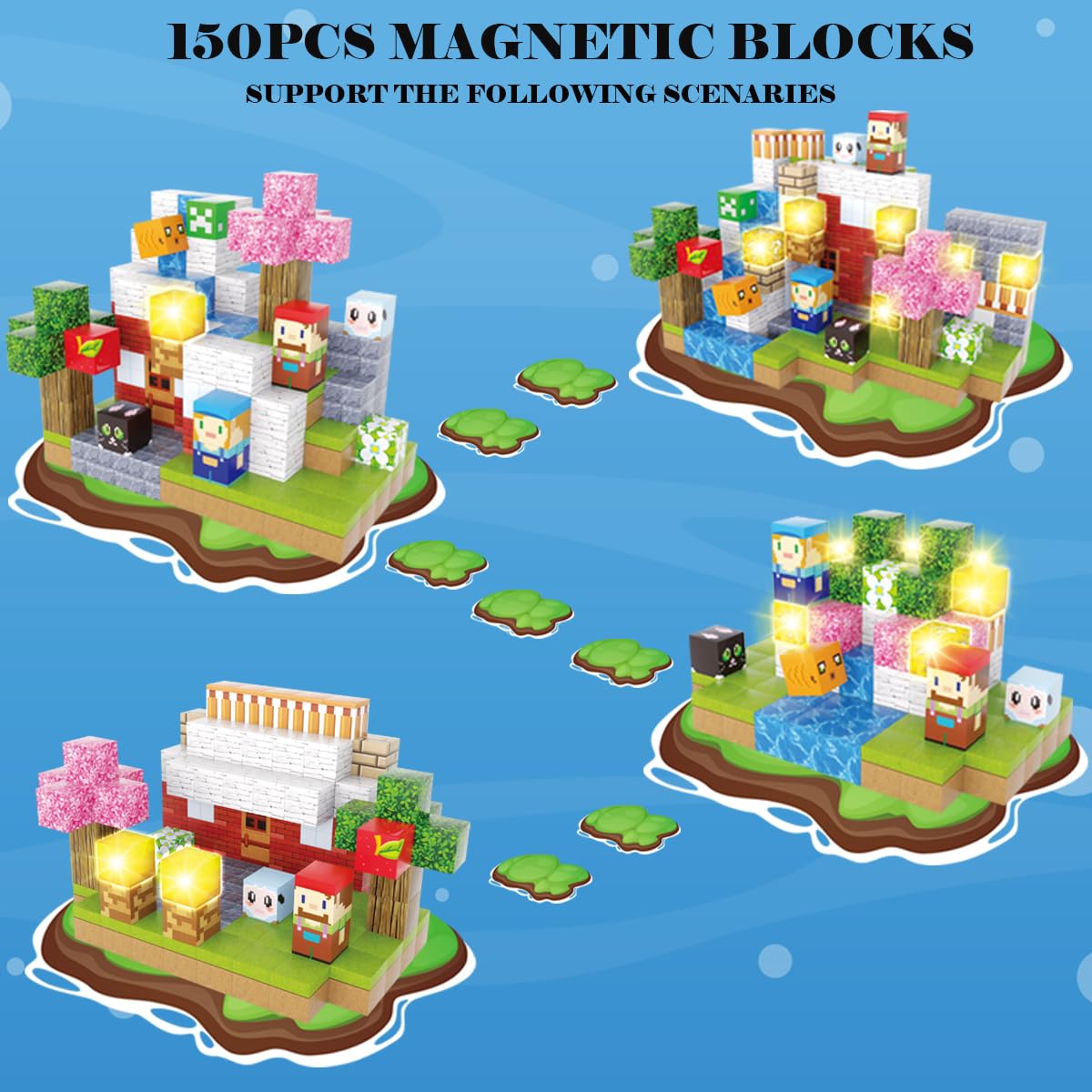 JOYYAGSK 1 Inch 150PCS Magnetic Blocks Building Set, Magnet Constructions Stacking Toys STEM Sensory Educational Christmas Birthday Gifts for Toddler Boys Girls