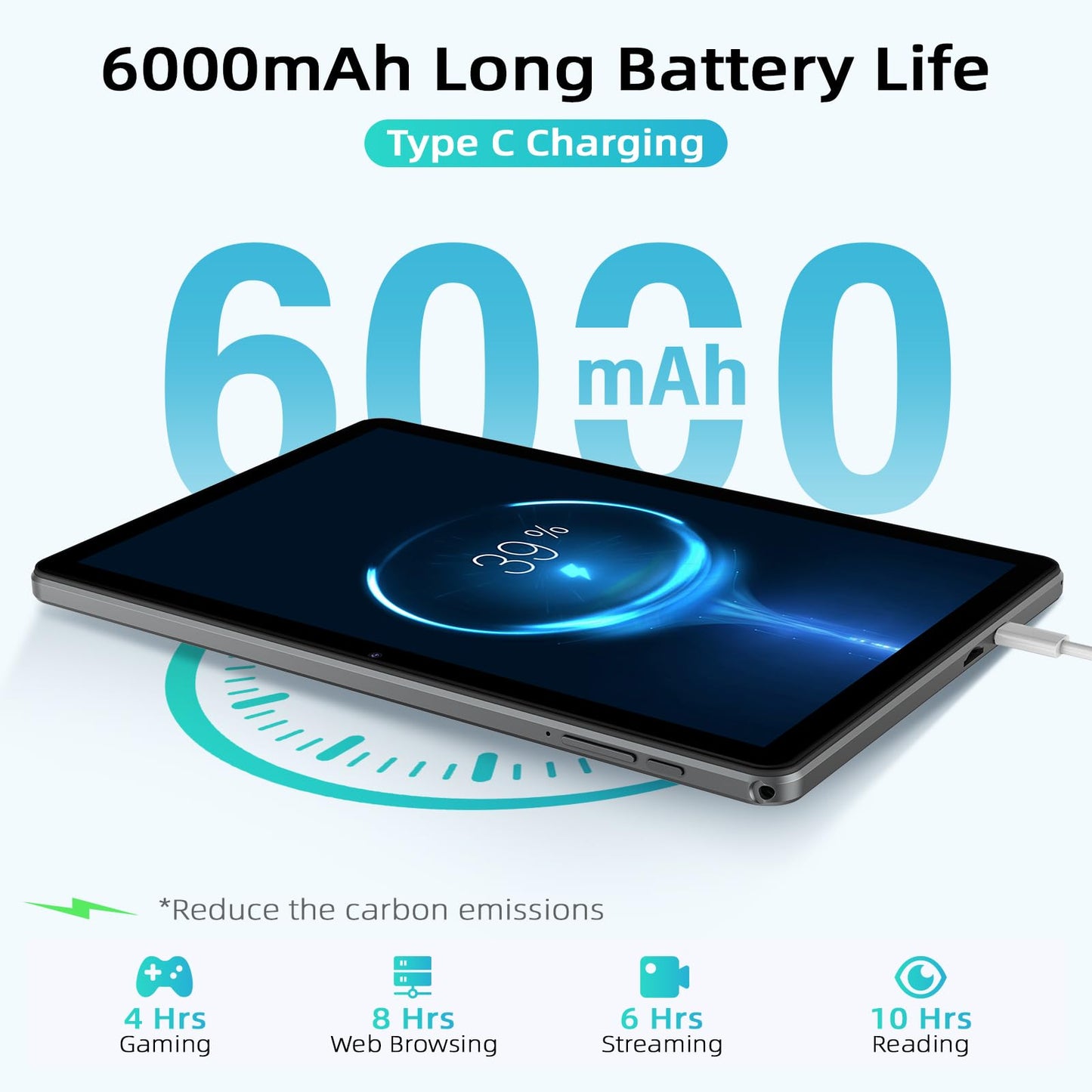 10 Inch Tablet,Android 15 Tablet with Octa-core Cortex,18GB RAM 128GB ROM/1TB TF,Widevine L1,Gaming Tablet HD Display Touchscreen,Dual Speakers,8MP+5MP,5G WiFi,6000mAh Bluetooth,GMS,Face Unlock