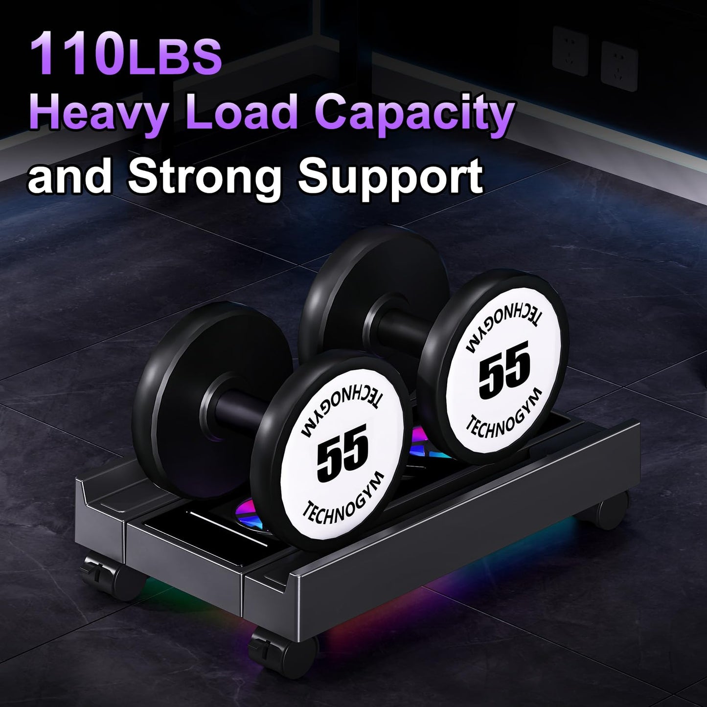 Adjustable Computer Tower Stand with Cooler Fan and Light, PC Stand for Floor, Mobile CPU Holder with 4 Caster Wheels Fits Most PC Tower, Under Desk CPU Holder for Office, Gamers and Students