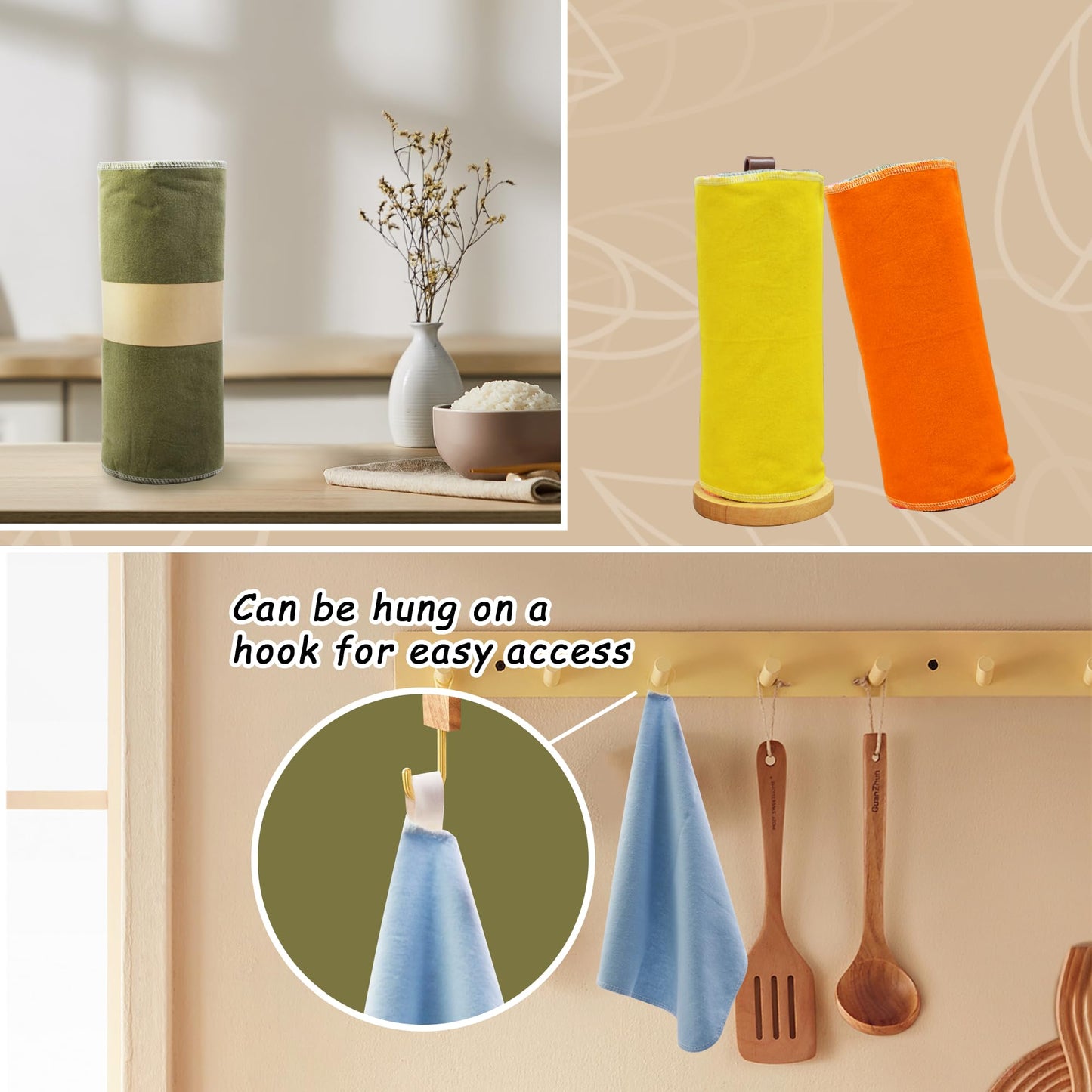Chloven Reusable Paper Towels Washable - Jumbo Large Cotton Cloth Paperless Paper Towels for Kitchen, 30 Pack