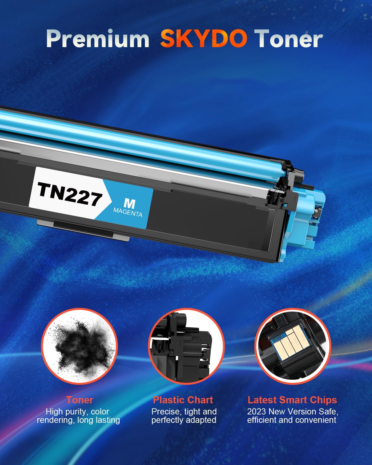 (with Chip) TN227 Toner Cartridge Compatible Replacement for TN223 TN 227 TN-223 TN-227 Work with MFC-L3770CDW HL-L3270CDW HL-L3290CDW MFC-L3710CW HL-L3210CW (TN-227BK/C/M/Y, 4 Combo Pack)