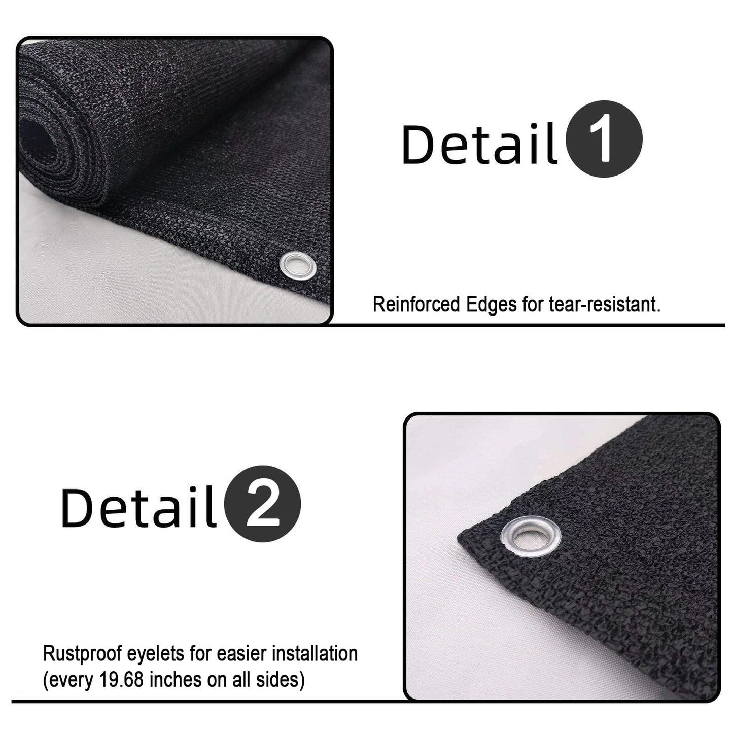 SUNLAX 3'x16' Black Balcony Privacy Screen Fence Windscreen Cover Fabric Shade Mesh Cloth with Grommets UV Protection for Patio, Backyard, Porch, Railing Shield 90%