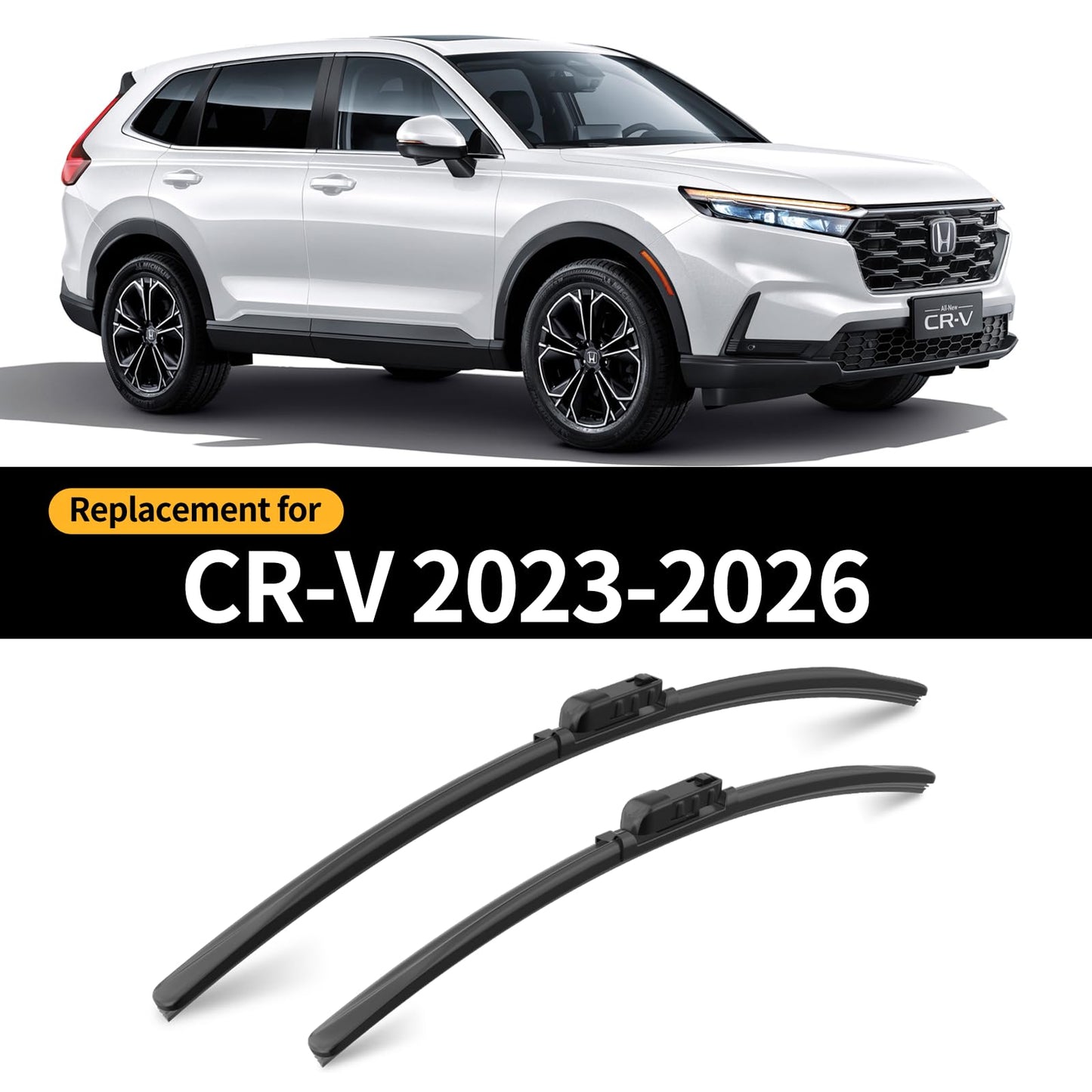 Front and Rear Windshield Wiper Blades for Honda CR-V 2023-2026, Quiet and Streak-Free 24" 19" 10" Wipers Replacement All-Weather OEM Automotive Accessories (Pack of 3)