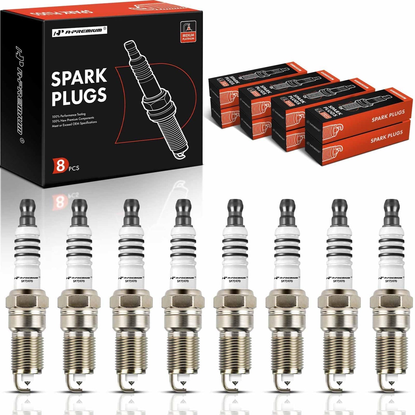 A-Premium 7397 Iridium Platinum Spark Plugs (8 Packs) Compatible with Chevrolet, Buick, Cadillac Cars - Impala, Tahoe, Camaro, Colorado, LaCrosse, SRX, Escalade, CTS, Corvette, V8 4.6L-6.0L, 1993-2014