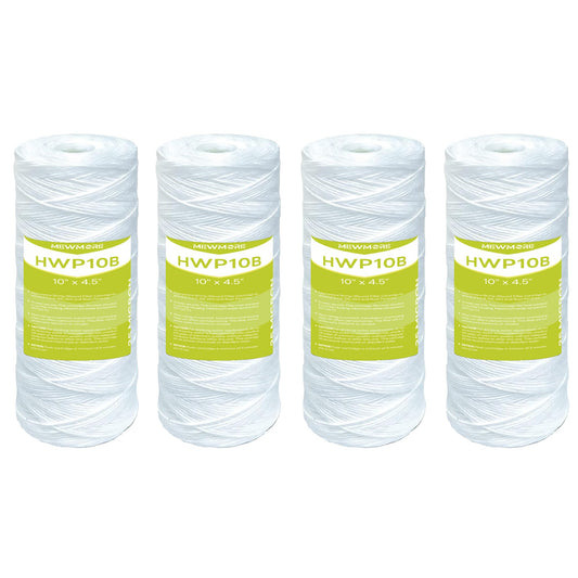 MewMore 25 Micron Whole House Water Filter Cartridge, String Wound Sediment Filters for Well Water, Replacement for 84637, WPX5BB97P, WP10BB97P, WP25BB97P - 10" x 4.5" Cartridges - Pack of 4