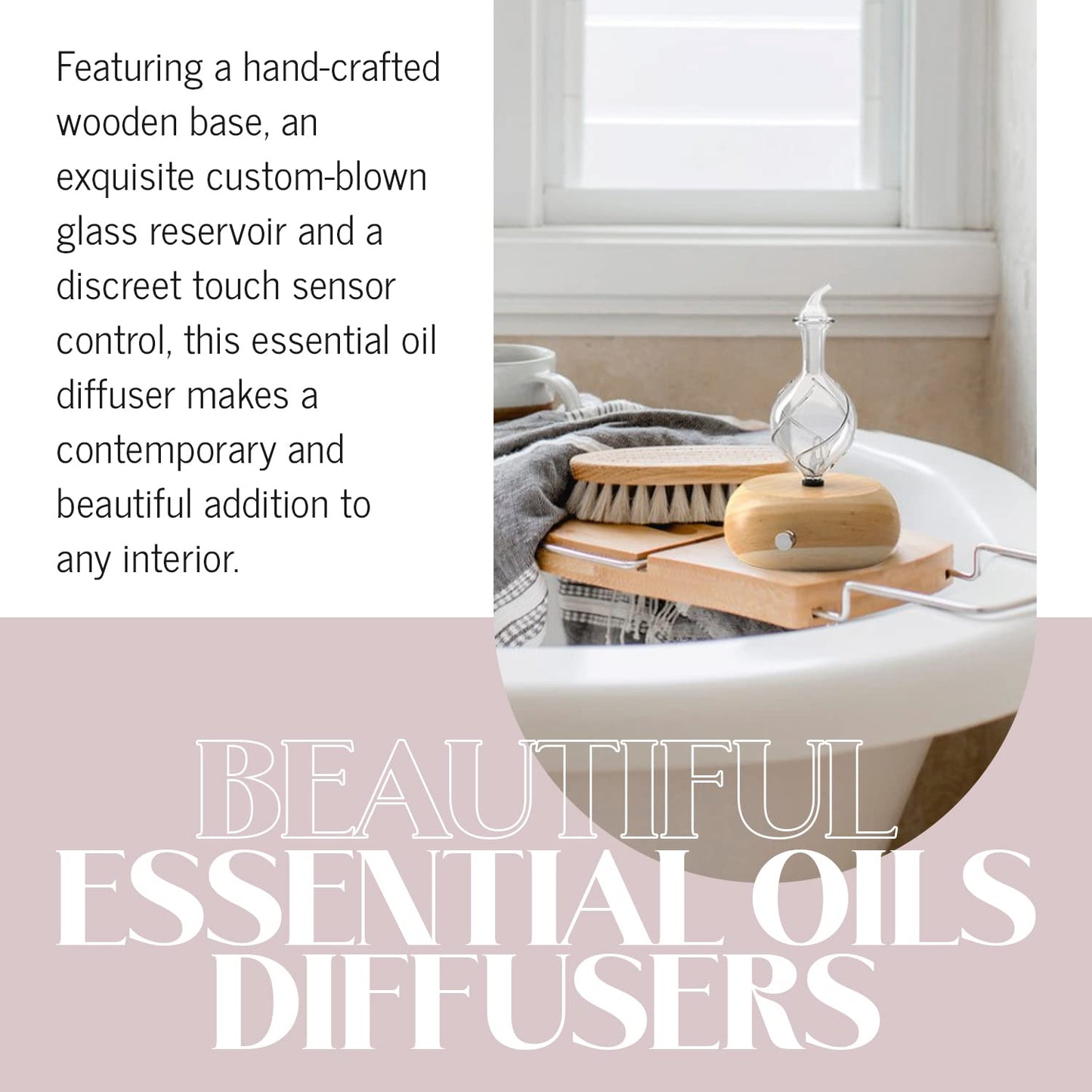 Nebulizing Pure Essential Oil Aromatherapy Diffuser, Premium Home & Professional Use, No Heat, No Water, No Plastic – Radiance by Organic Aromas (Light)