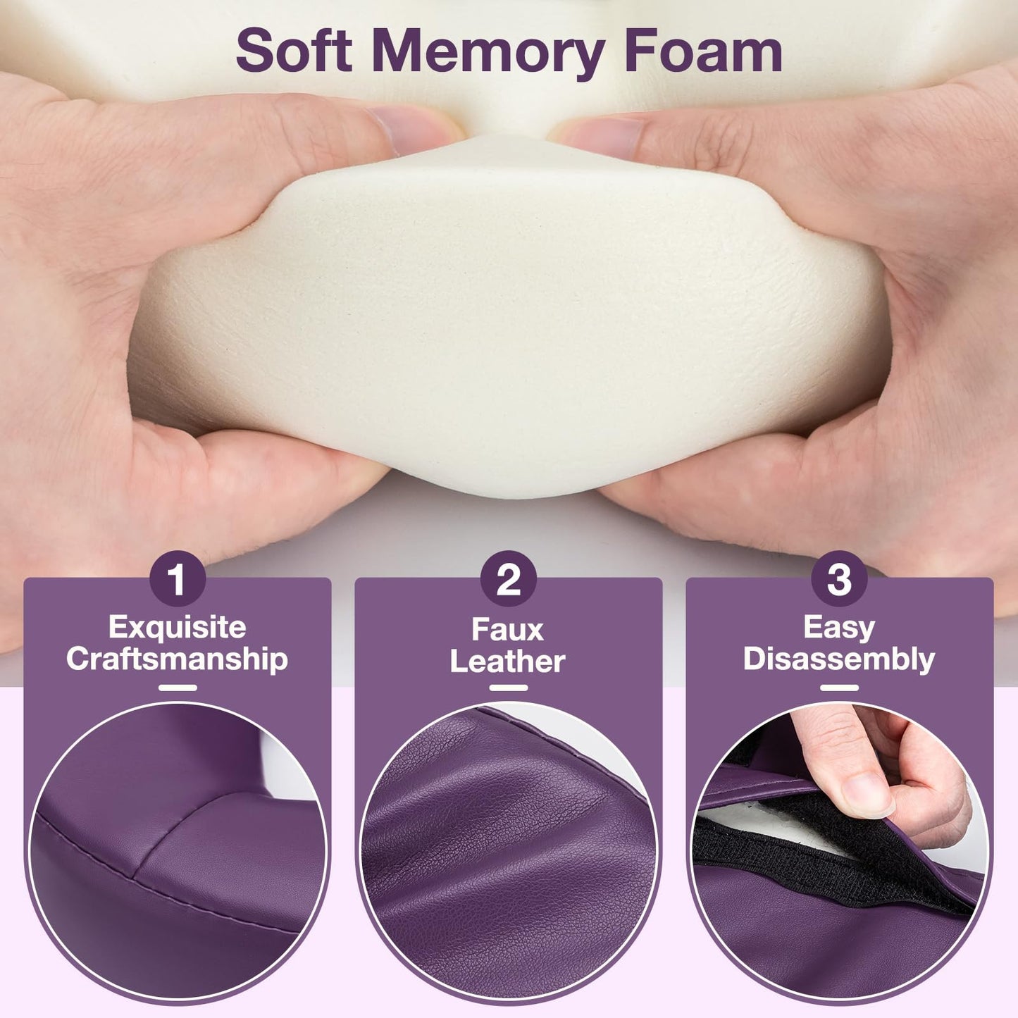 Udefineit Face Down Tabletop Massage Kit, Adjustable Headrest Face Cradle with Hand Rest Pad, Universal Desktop Home Mattress Massage Pillow Cradle, Support & Soft Memory Foam Pillow (Purple)