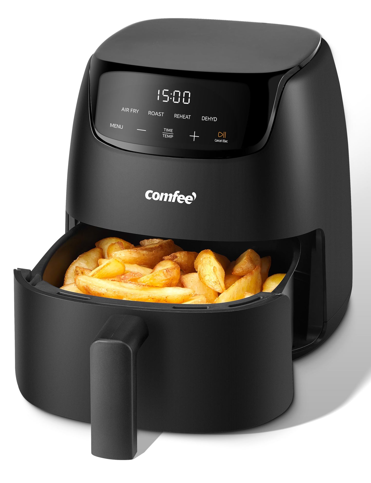 COMFEE' 2.1Quart Compact Digital Air Fryer with Touch Screen, 360-Degrees Hot Air Circulation, Ceramic Basket, and 4 Cooking Presets