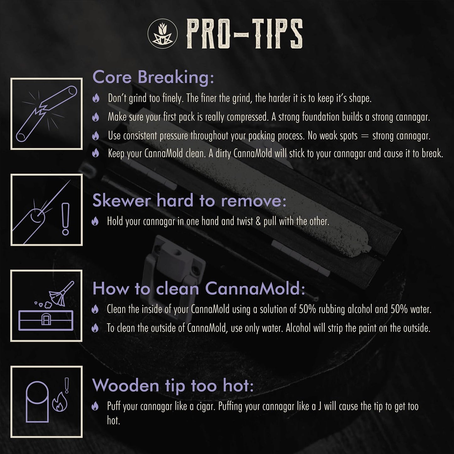 Purple Rose Supply Cannagar Mold – 1-2g Mini Cannagar Roller with Skewers, Wooden Tip, Funnel – 30 Minutes Burn Time Rolling Kit – Compact and Lightweight – Travel Friendly