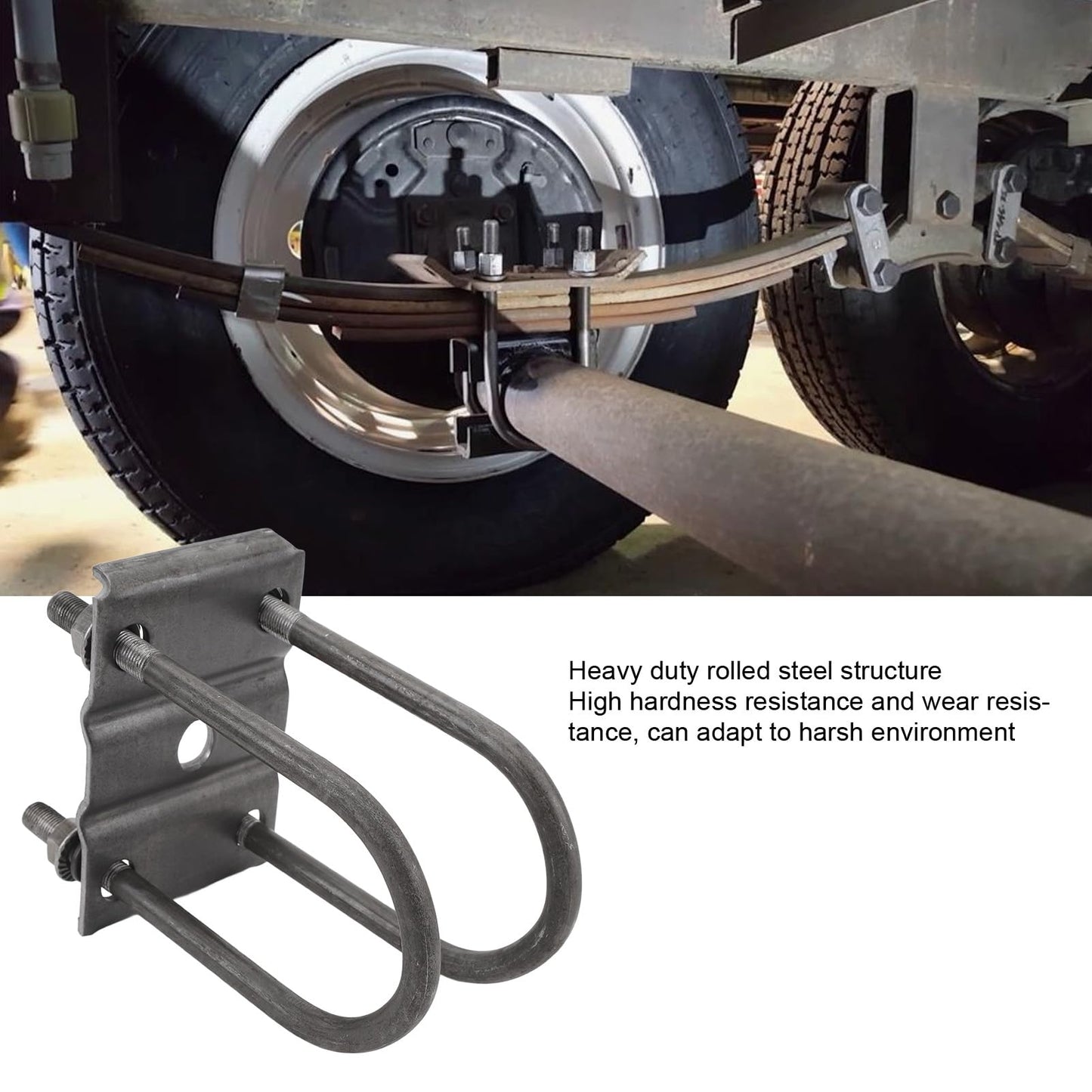Trailer U Bolt Kit, 22Pcs Heavy Duty Rolled Steel Trailer Leaf Spring U Bolt Kit with Nuts and Frame Plate Trailer Mounting Axle Leaf Springs for 5200-7000lb 3 Round Axle
