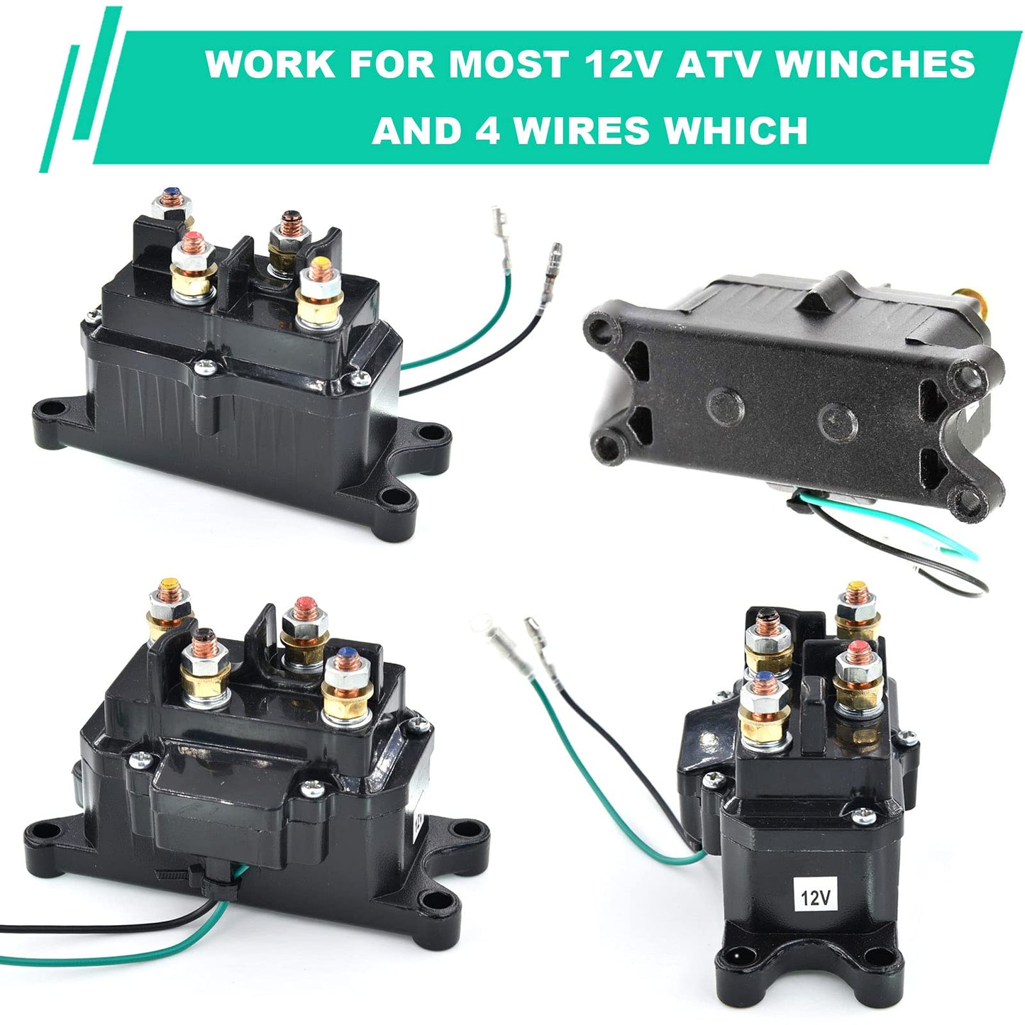 12V 250A ATV Winch Solenoid Relay Contactor for WARN -VANBOGOO Winch ATV Universal Kit for Model A2000 A2500 U2500 5ci 2.5ci 2.5ce 3.0ci 3.0ce 3.0s RT15 RT25 RT30 XT15 XT25 XT30 RT40 XT40
