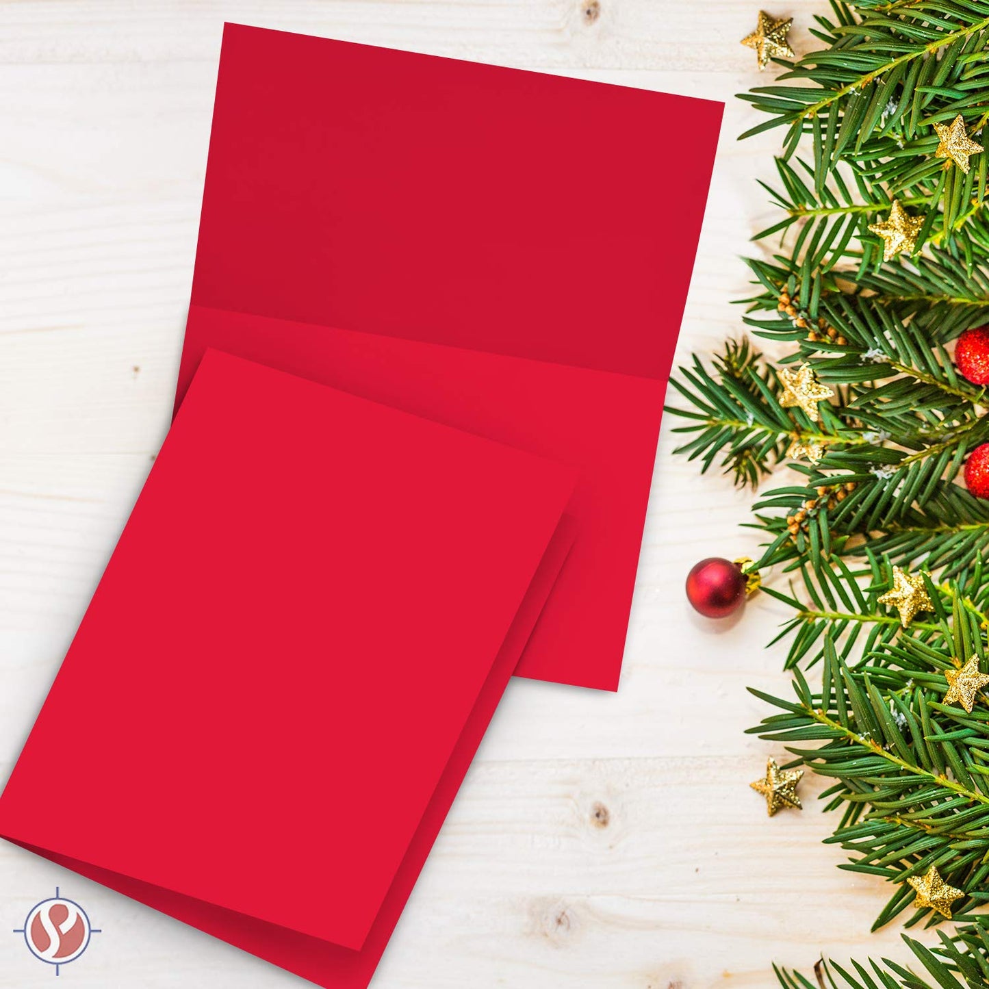 Red Blank 5x7 Greeting Cards with Red A7 Envelopes. (25 Per Pack)