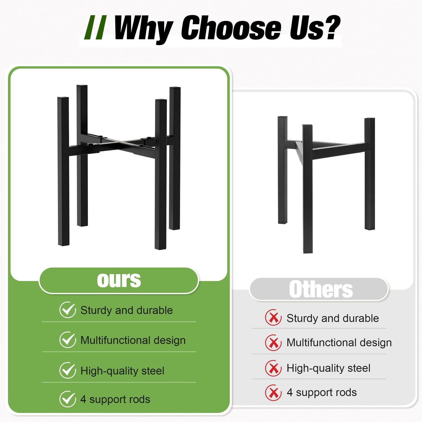 Adjustable Metal Plant Stand Outdoor & Indoor Fits for 8-14 inches Plant Pot Stand Mid Century Modern Planter Pot Holder Corner Plant Stands 2 Packs