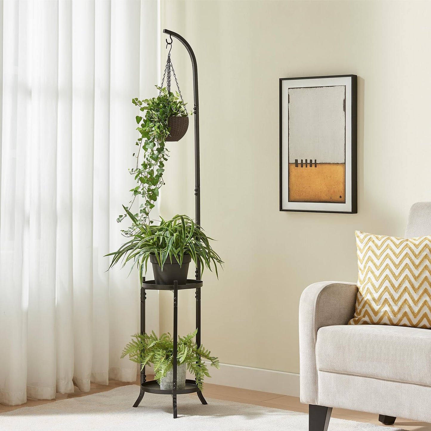 3 Tier Metal Plant Stands, Metal Corner Tall Plant Stands for Multiple Plants, Modern Flower Pot Holder Shelf Display Rack