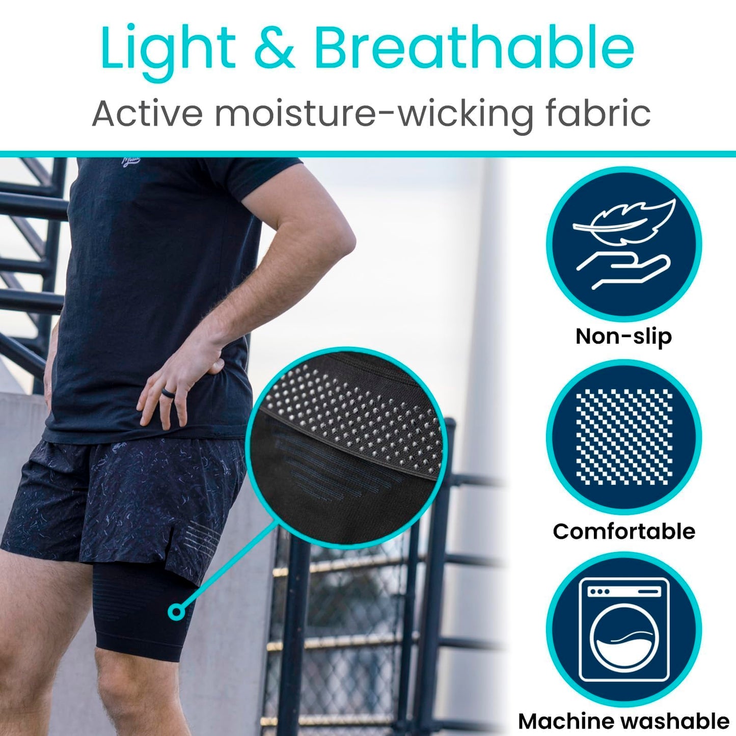 Vive Thigh Compression Sleeve - Upper Leg Wrap Recovery And Protection - Groin Quad Muscle Support - Stretcher Brace Hamstring Injury For Pain Relief And Recovery - Stretch Ideal For Women And Men,