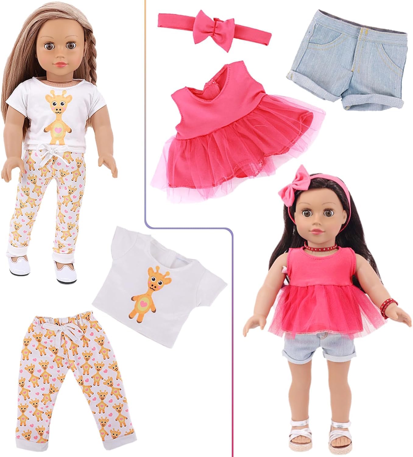 AK KYC 10 Sets American 18 Inch Doll Clothes and Accessories Include Doll Clothing Dress Fit for 18 inch Dolls ( Not Include Doll )