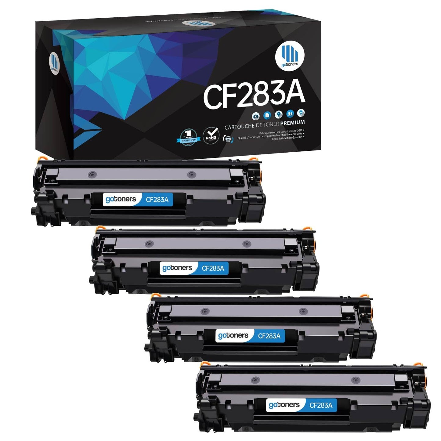 Gotoners 1 Set of 4 Black CF283A Toner HP 83A Compatible for HP LaserJet Pro MFP M127fw M125nw M125a M201dw M127fn M125rnw M201n M225dn M225dw