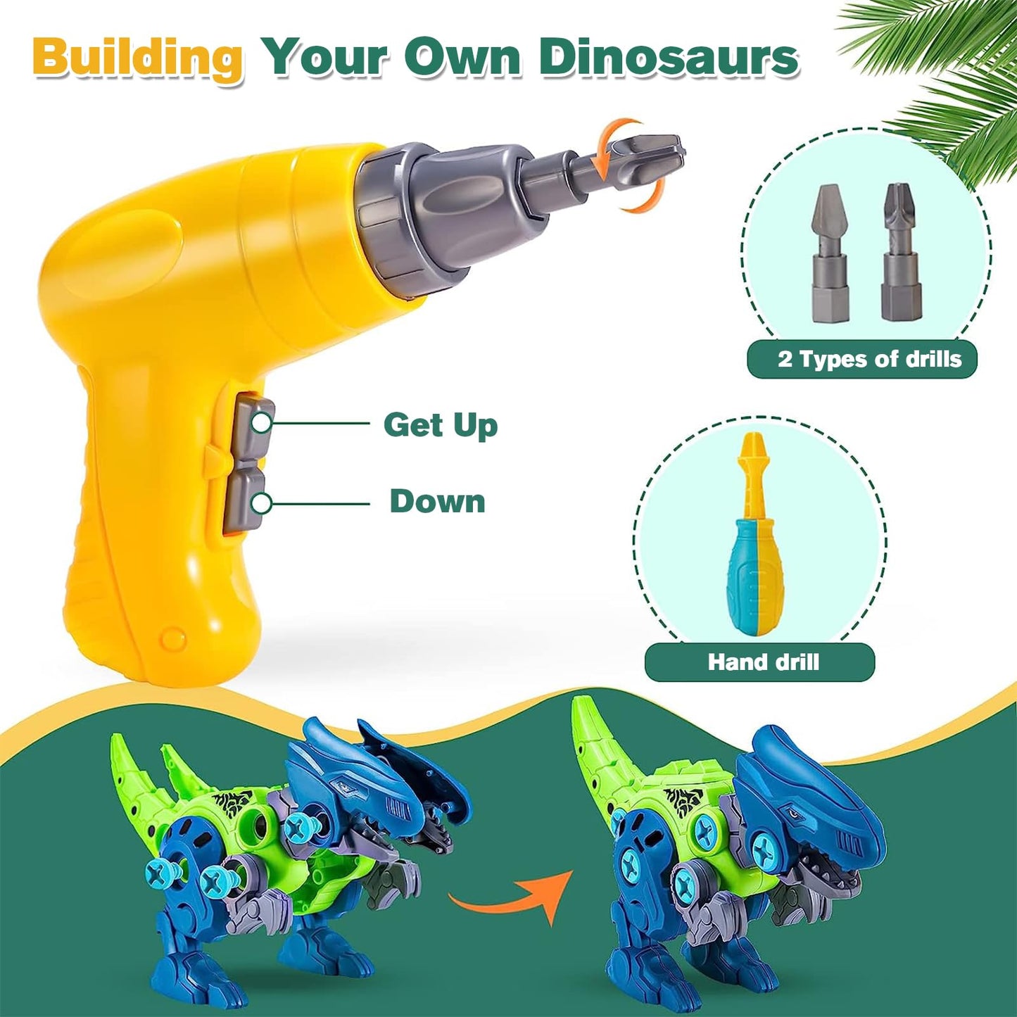 Jasonwell Kids Building Dinosaur Toys - Boys STEM Educational Take Apart Construction Set Learning Kit Creative Activities Games Birthday Gifts for Toddlers Girls Age 3 4 5 6 7 8 Years Old (4PCS)
