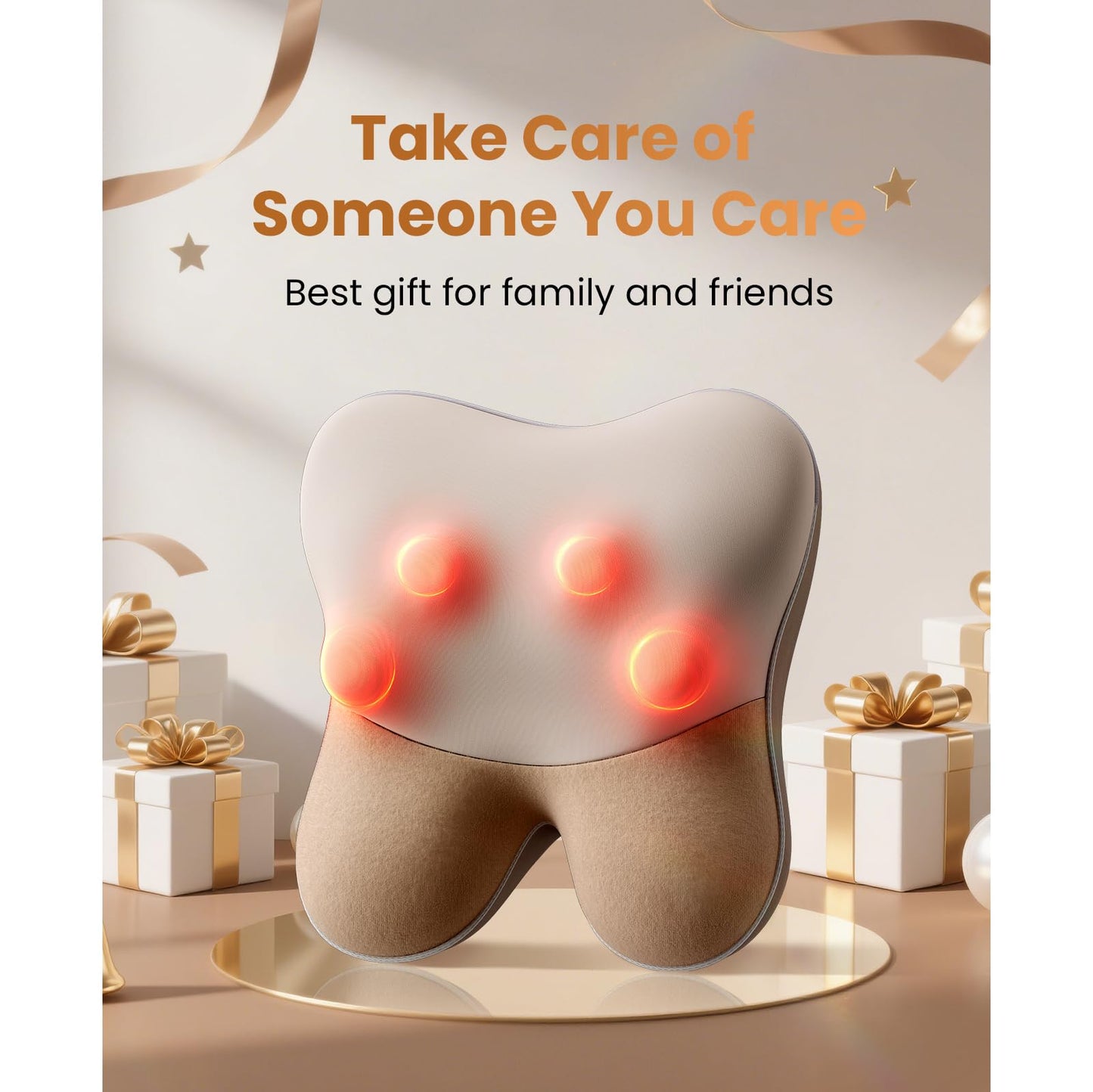 BOB AND BRAD Back Massager with Heat, Neck Massager orange