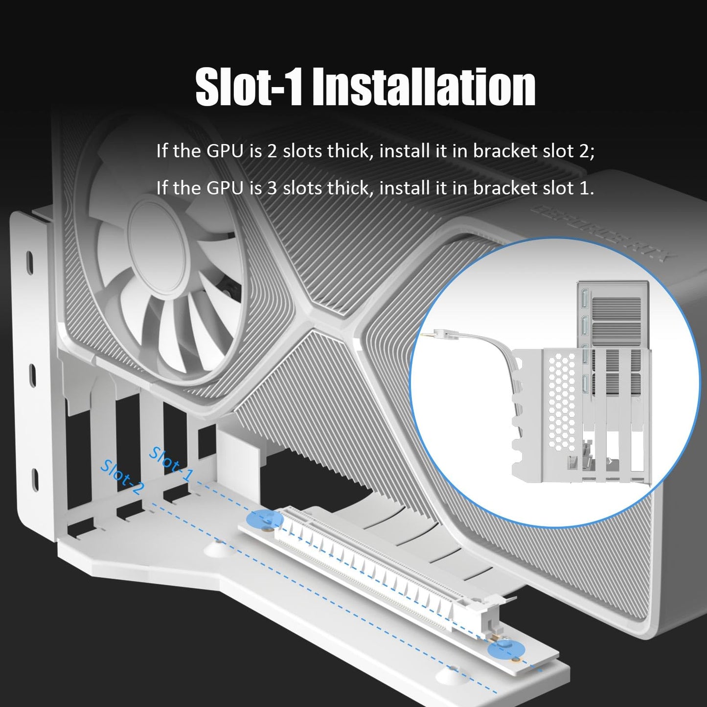 GLOTRENDS 3-Slot GPU Support Bracket with 150mm PCIe 5.0 Riser Cable for GPU Vertical Mount, Compatible with RTX5090 RTX4090 RX9070 RX7900, PC Cases with Open PCI 7/8-slot Design