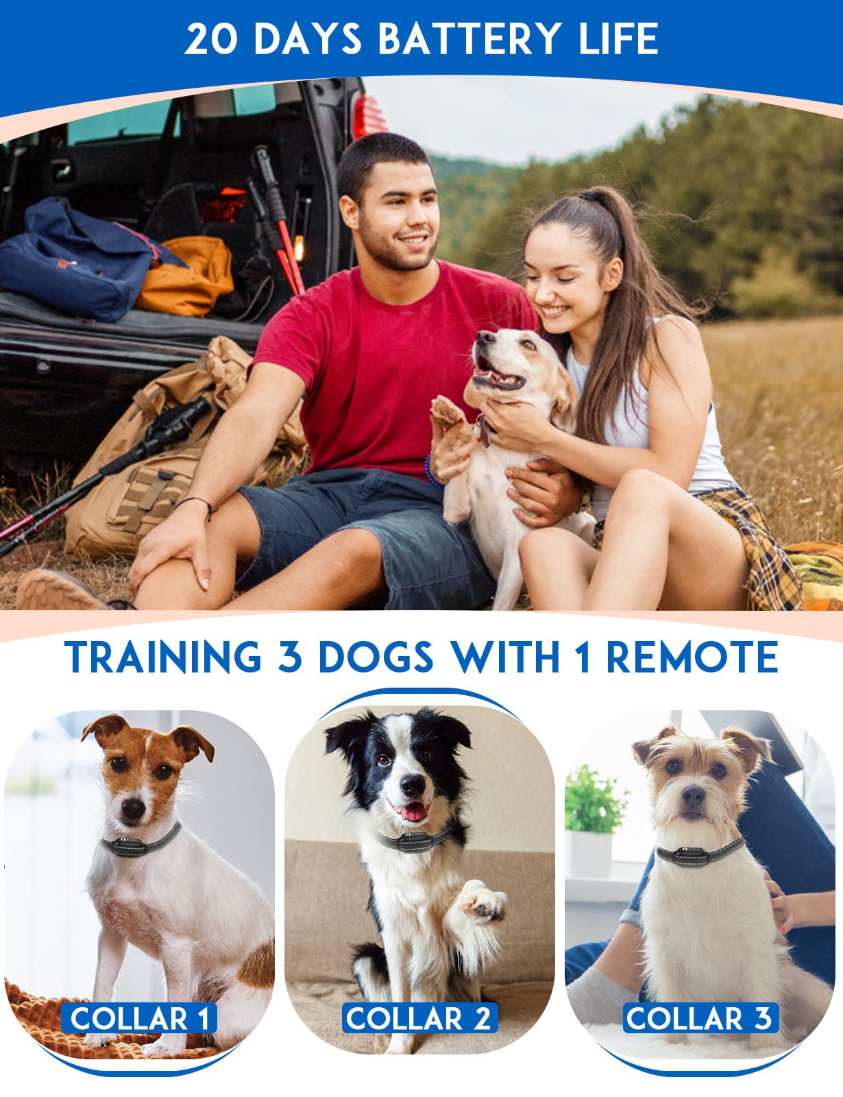 PaiPaitek Vibrating Dog Collar No Shock, 3300ft Range Dog Training Collar with Remote, IPX7 Waterproof Electric Dog Collar, No Shock/Prong Dog Training Collar for 5-120 lbs All Breeds