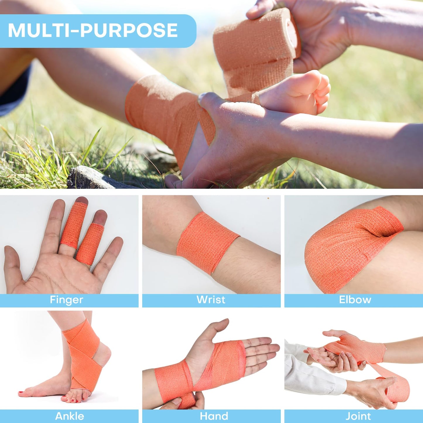 Fenhupe 48 Pack 2” x 5 Yards Self Adhesive Bandage Wrap, Elastic Breathable Cohesive Bandage Wrap Athletic Stretch Tape for Wrist Ankle Sports (Multi-Color)