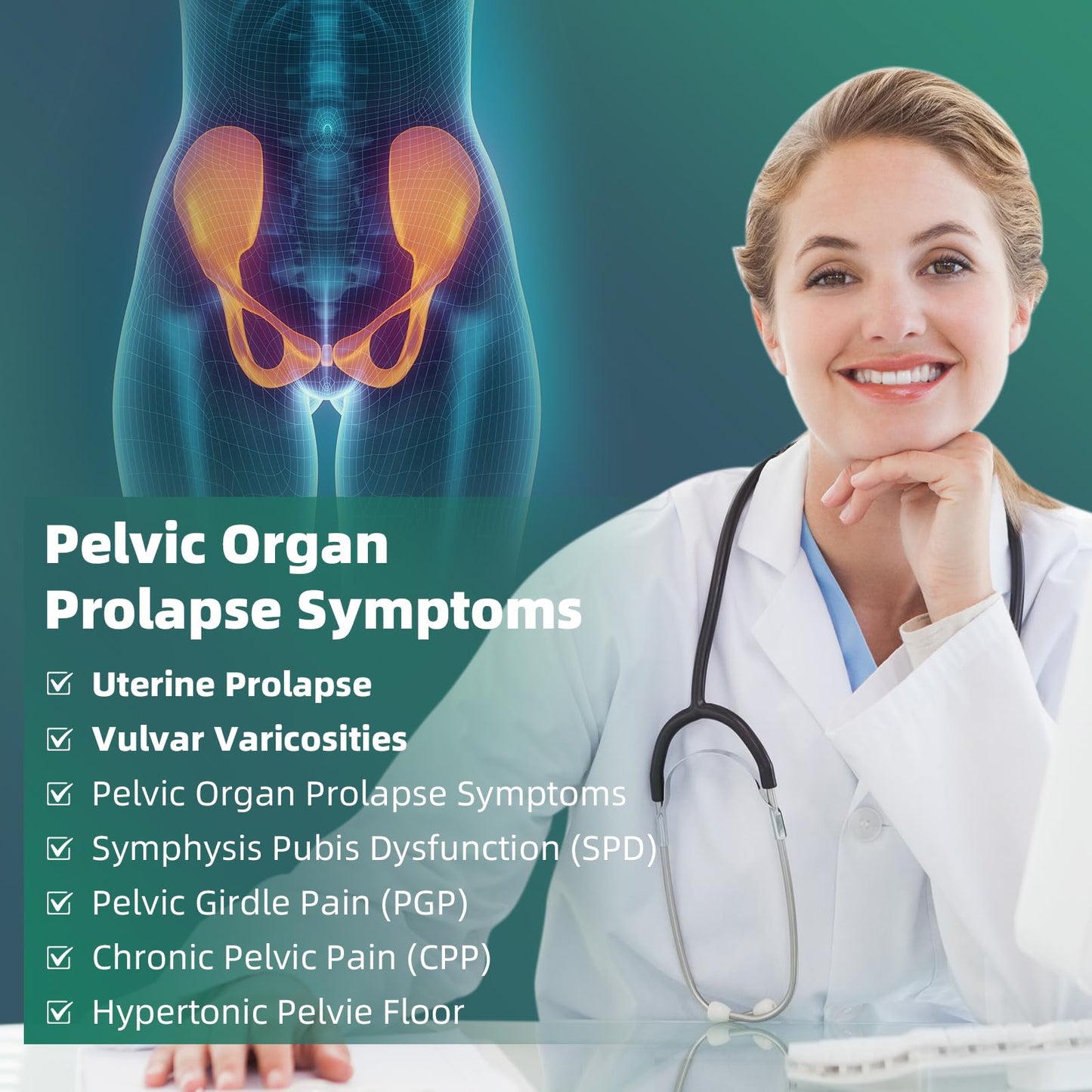 Pregnancy & Maternity Belt with Compression Groin Band - For Hernia, Pelvic Floor Pain Prolapse Belly Band with Groin Straps Uterine Prolapse (Large)