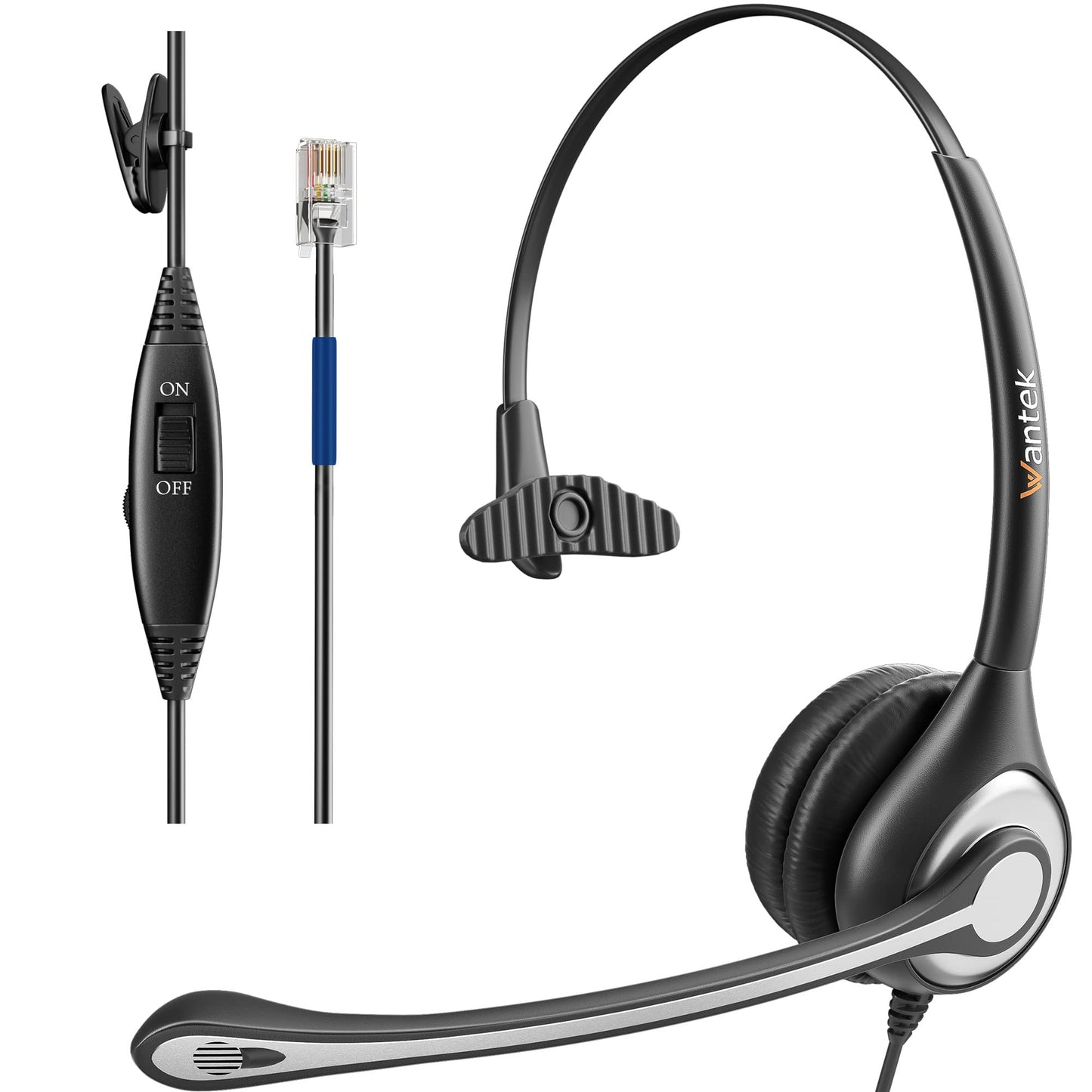 Wantek Wired Phone Headset with Microphone Noise Cancelling, RJ9 Telephone Headsets Compatible with Cisco IP Phones 6841 6951 7821 7841 7861 7940 7942 7945 7960 7962 7965 7975 8811 8841 8865 8961