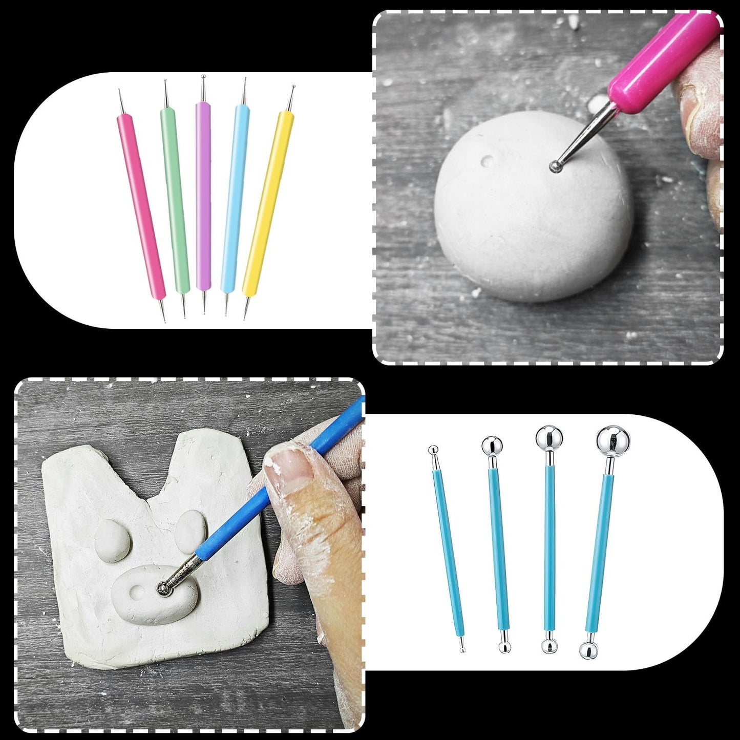 EIGTWEN 100ml Air Dry Clay Glaze and 29pcs Clay Tools Kit, Gloss Airdry Varnish Protects Pottery from Surface Wear, Pottery Tools Can be Used for Stippling, Carving, Molding(Gloss)