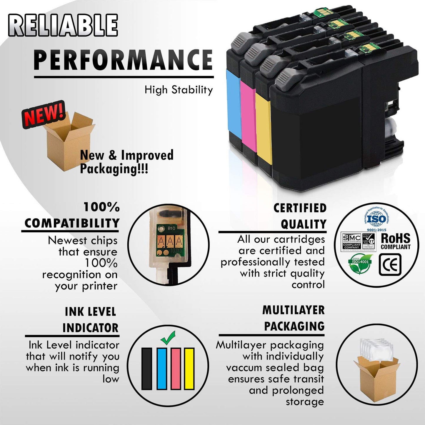 20 Inkfirst Compatible Ink Cartridges LC103 XL LC101 Replacement for Brother LC103 XL LC101 (4 Set + 4 Black) MFC-J4710DW MFC-J4310DW MFC-J475DW MFC-J470DW MFC-J4410DW MFC-J4510DW MFC-J4610DW
