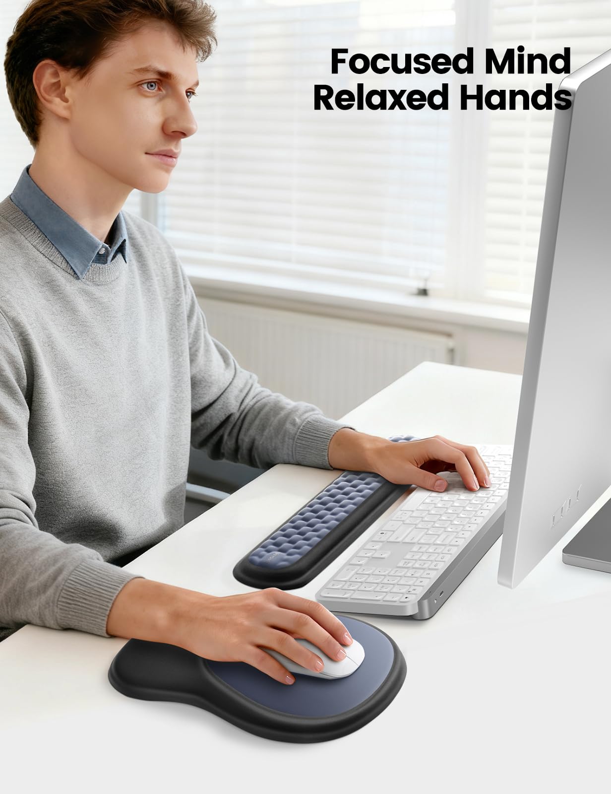 meatanty Keyboard and Mouse Wrist Rest Set, Ergonomic Wrist Pad Support, Computer Hand Palm Rest Combo, Memory Foam Typing Desk Accessory Carpal Tunnel Cushion, Laptop Office Home School Women-Pink