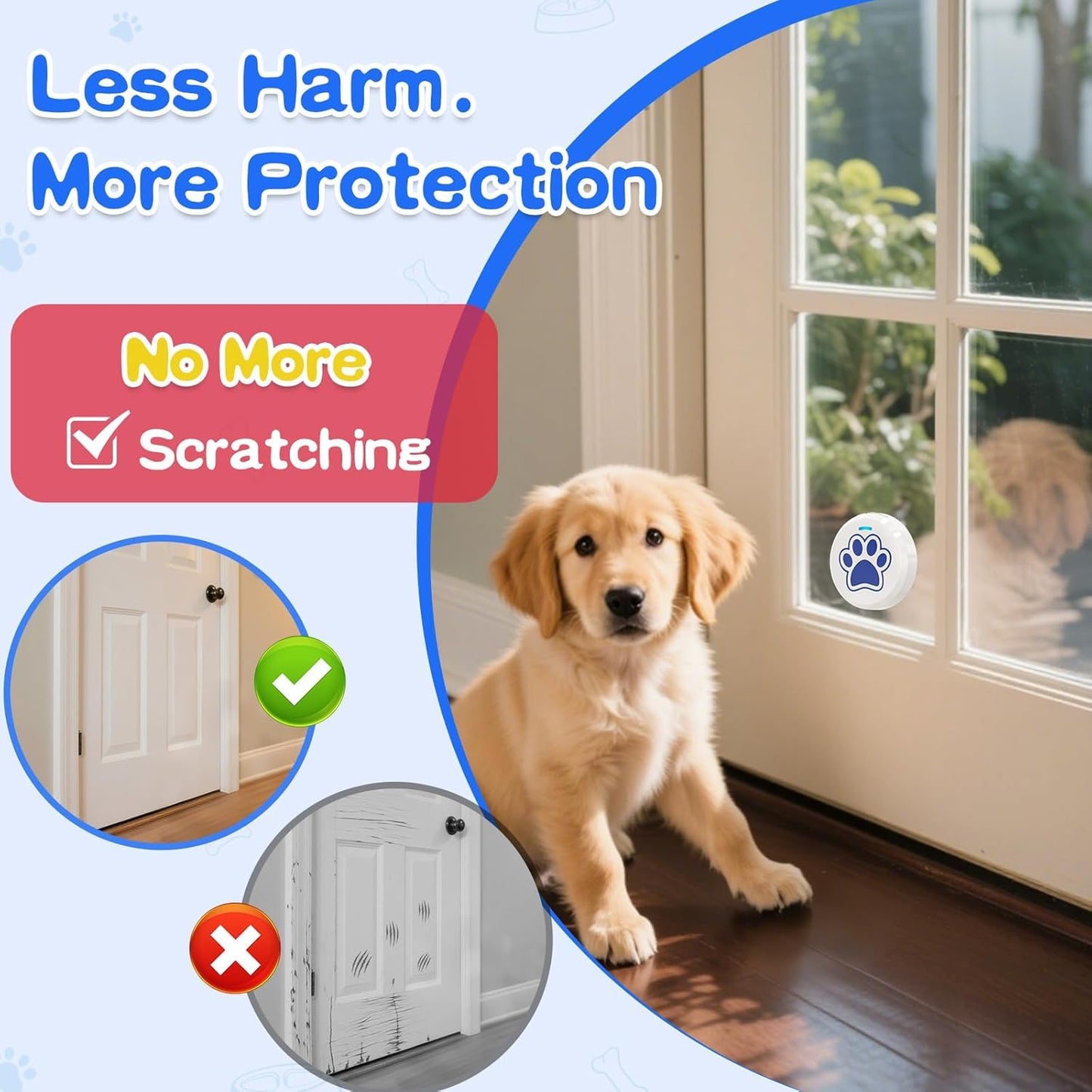 ChunHee Smart Dog Door Bell for Potty Training to Go Outside, Wireless Doggie DoorBell for Dogs, Doggy Bells Waterproof Touch Button and Adjustable Volume(2 Dog Buttons)